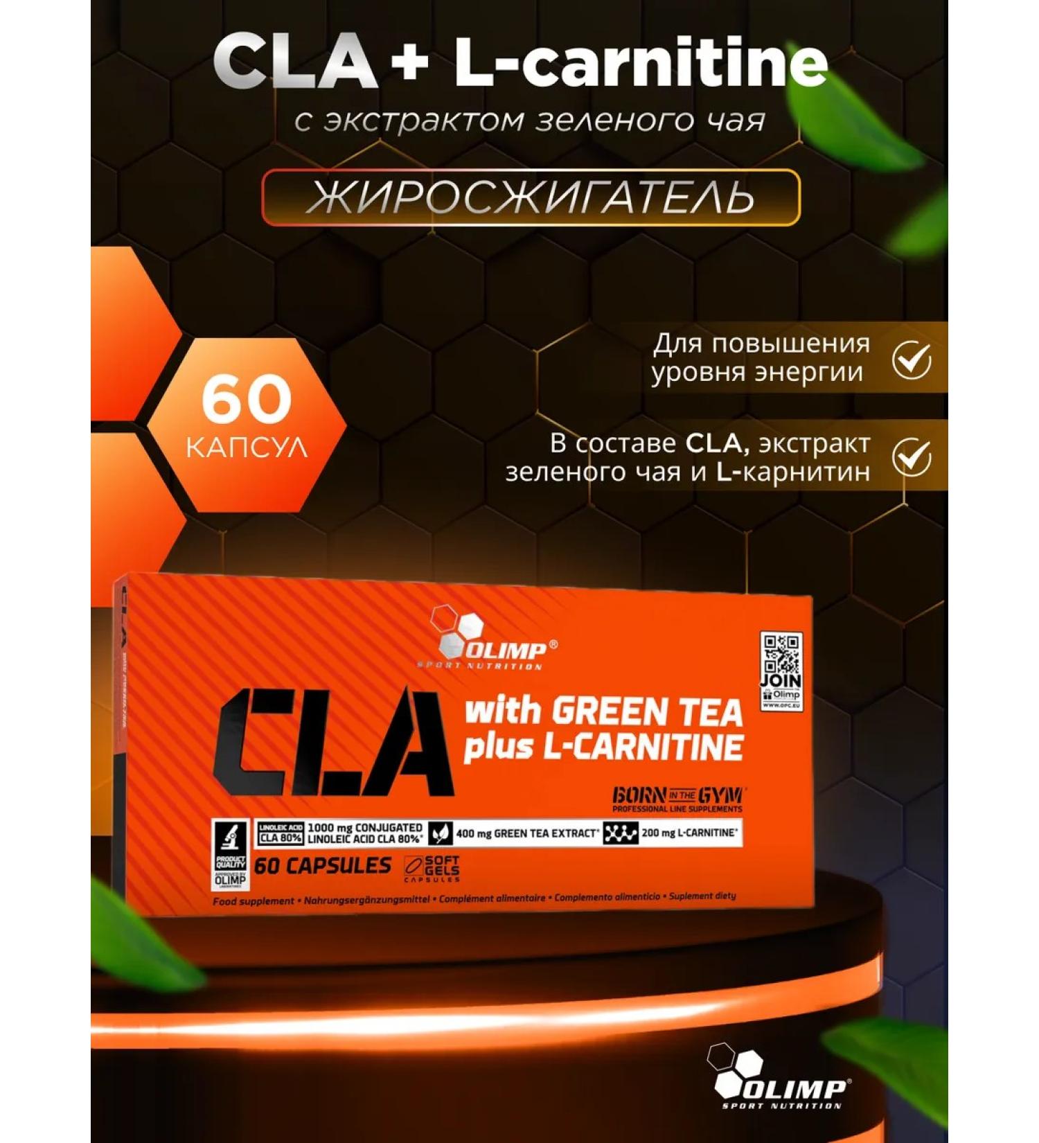 Olimp Sport Nutrition Cla with green tea + L-carnitine 60 caps - Buy Online on GoSupps.com