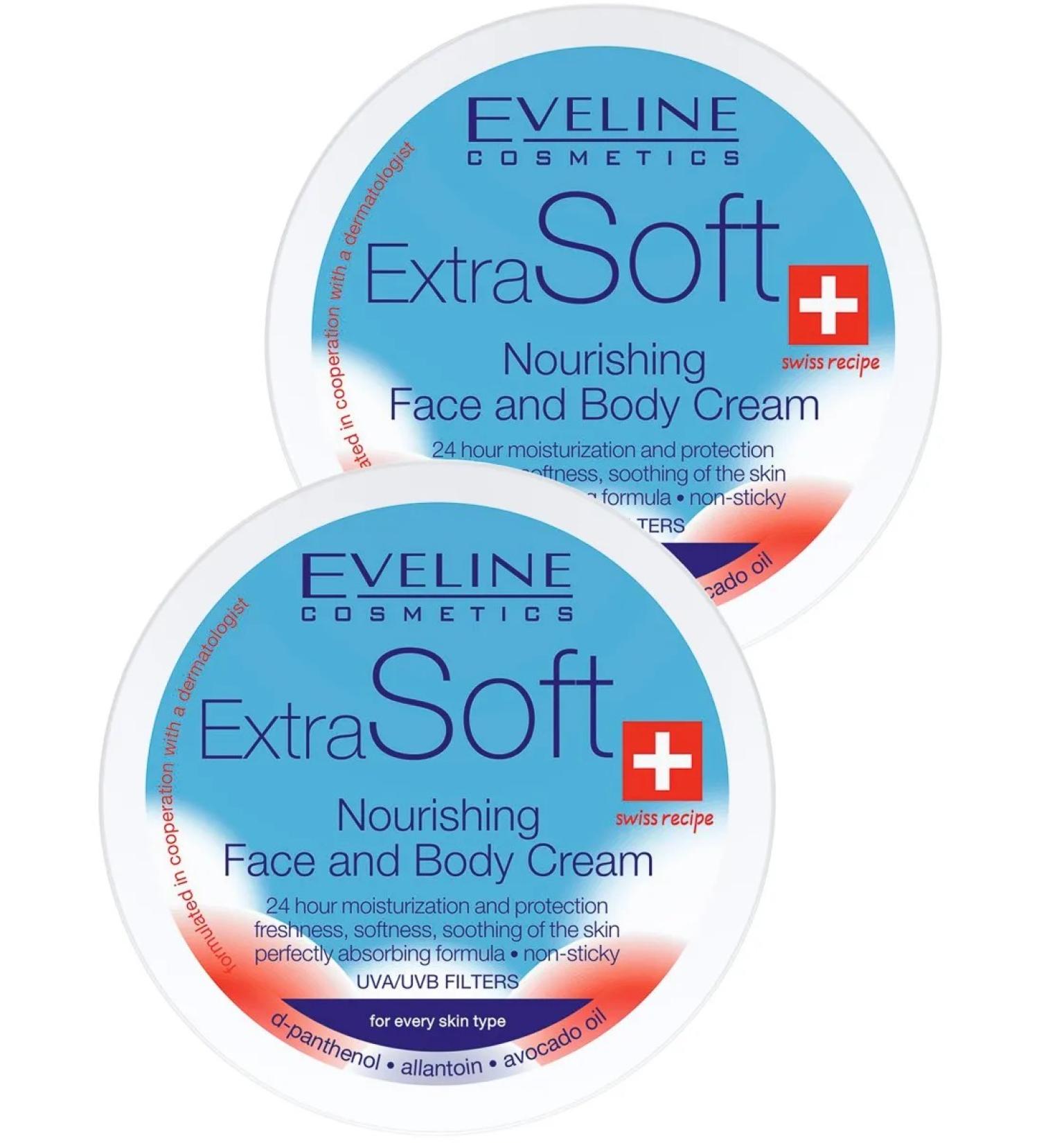 EVELINE Face and body nutritional cream Extra Soft 200ml 2pcs - Buy Online on GoSupps.com
