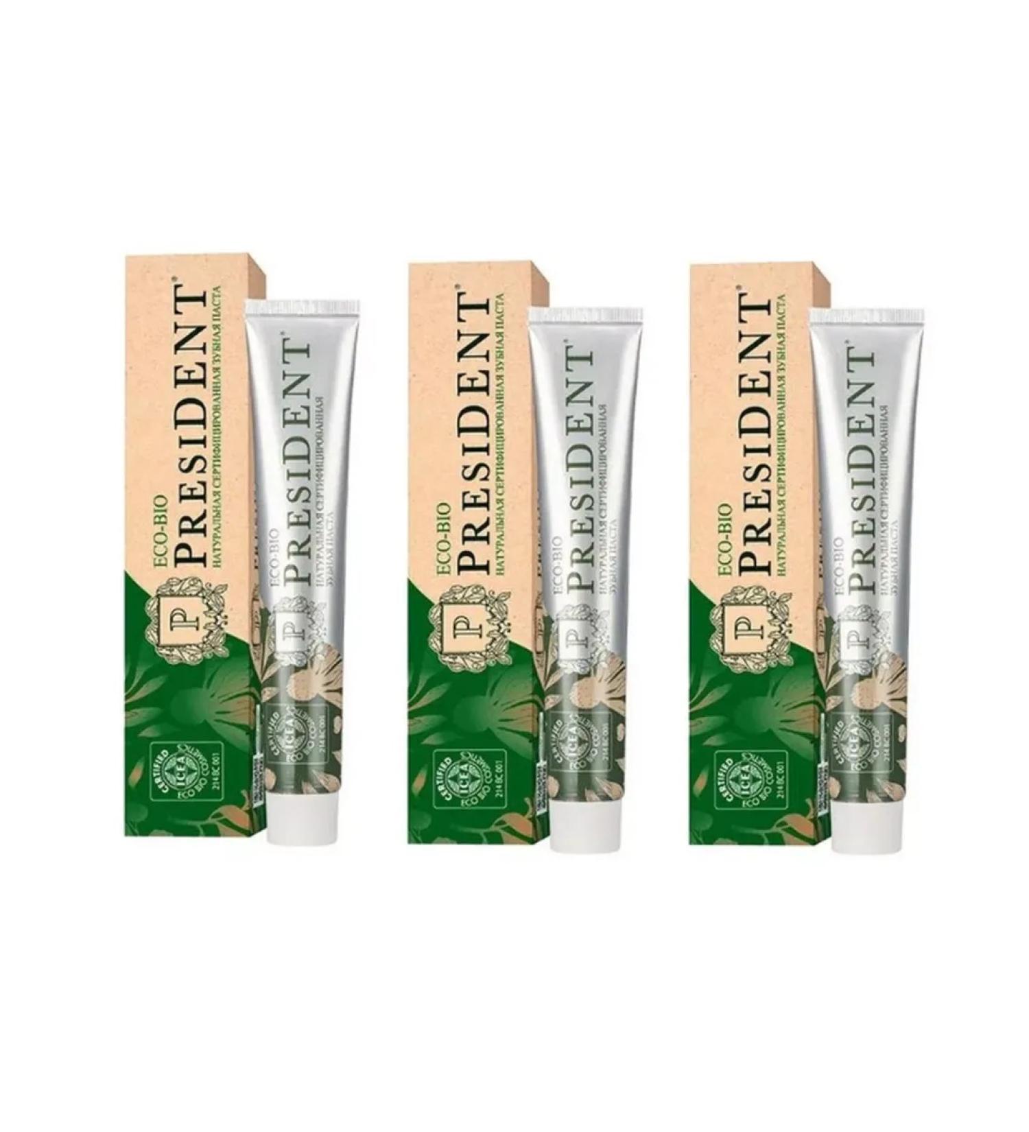 PRESIDENT Eco-bio 3 pc to 75 ml toothpaste