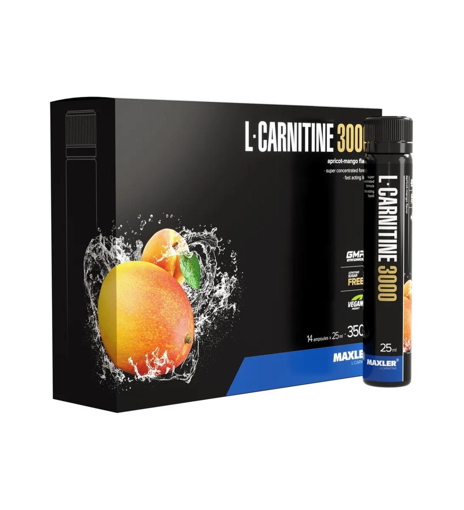 maxler L-carnitine L-Carnitine 3000-14 ampoules 25 ml apricot mango - Buy Online on GoSupps.com