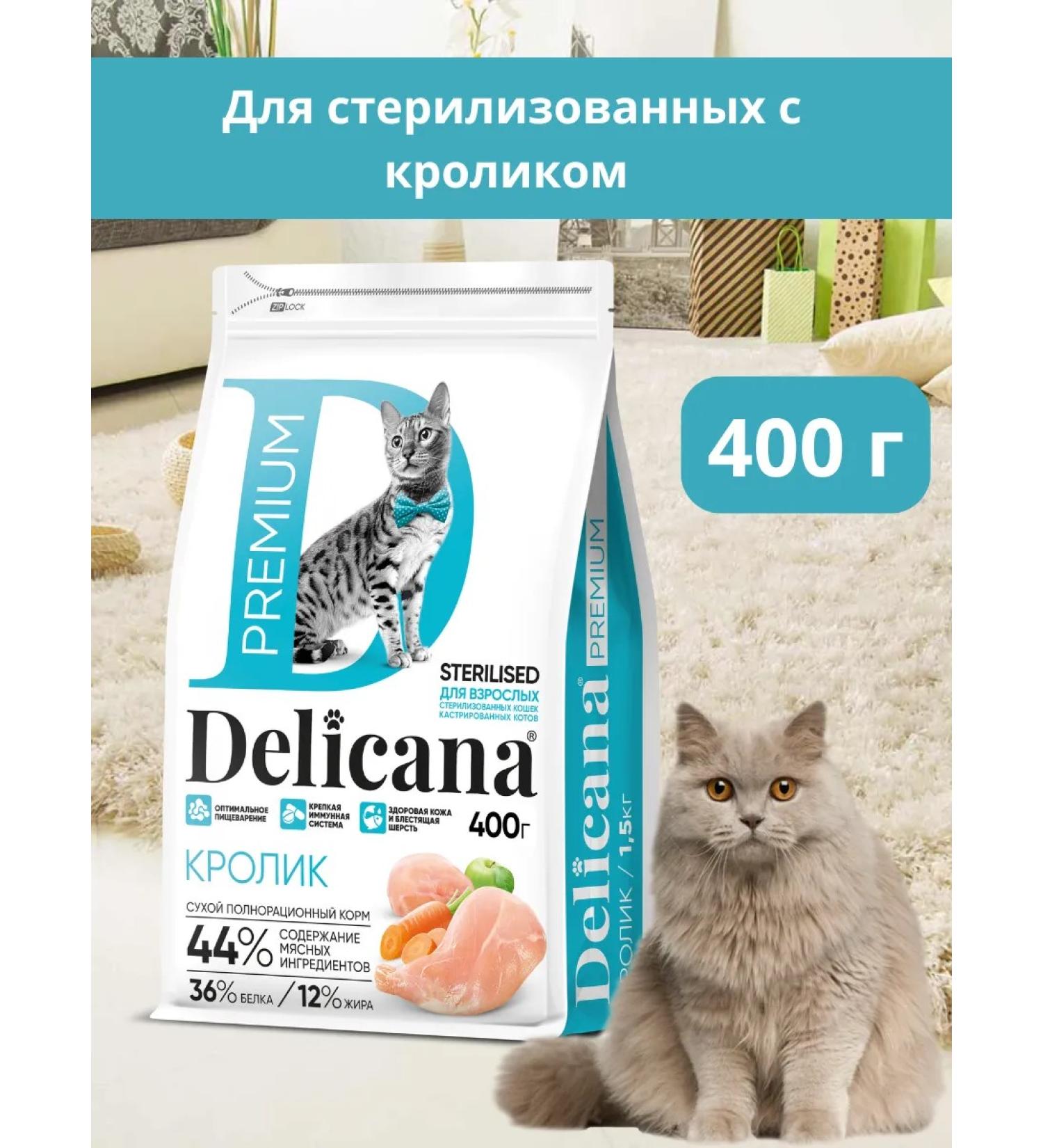 Delicana Dry food for cats 400 g with rabbit - Buy Online on GoSupps.com
