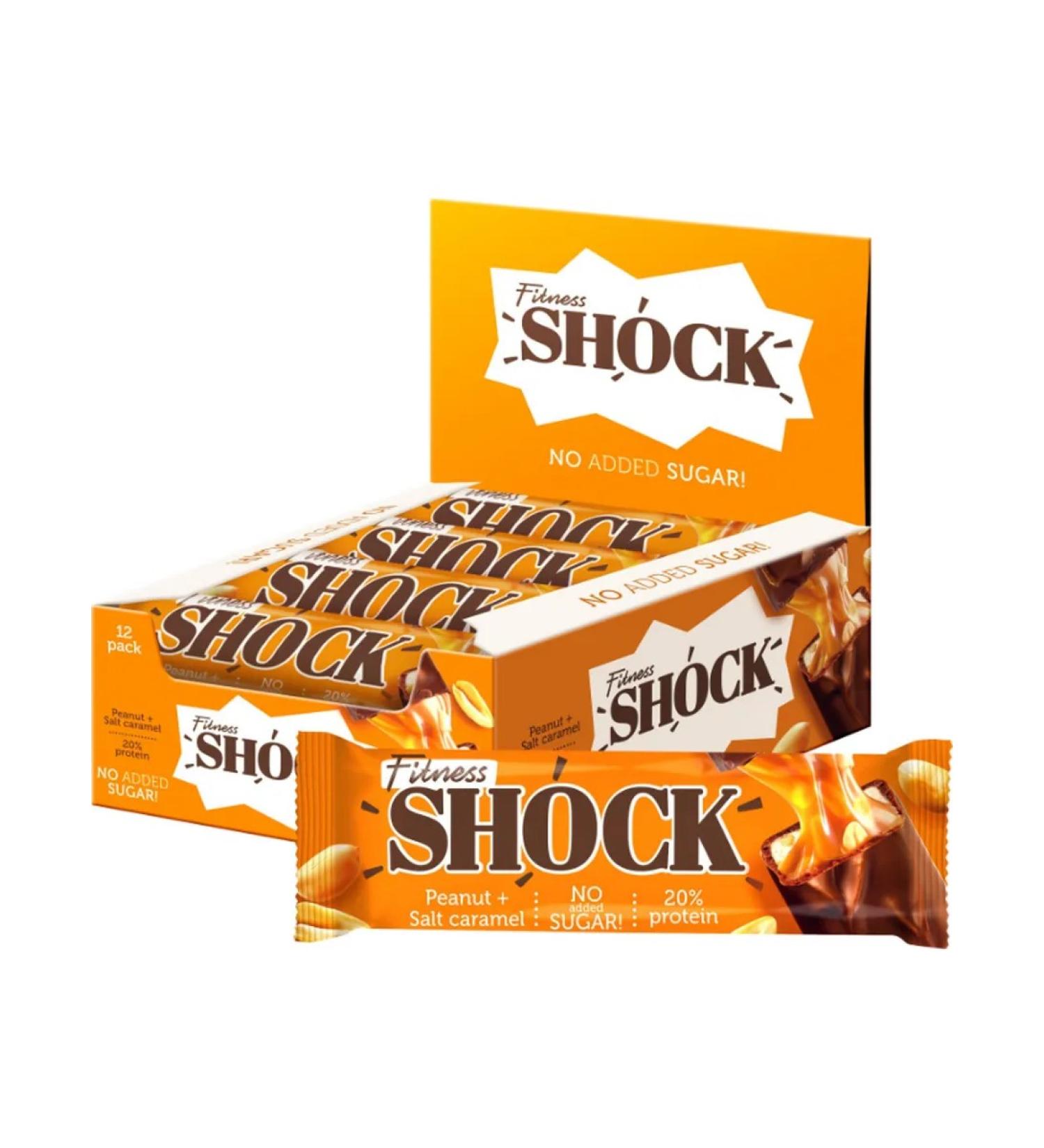 FitnessShock Bank protein salted karamel-arachis 50g 12pcs - Buy Online on GoSupps.com