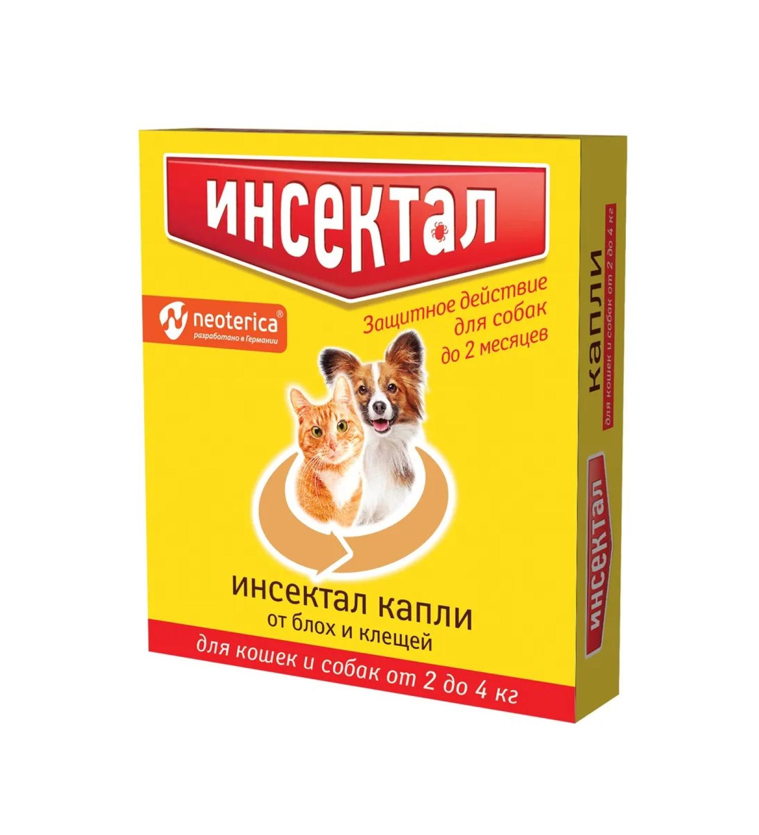 Insektal Drops from ticks and fleas for cats and dogs 2-4kg 0.5 ml 1 peep