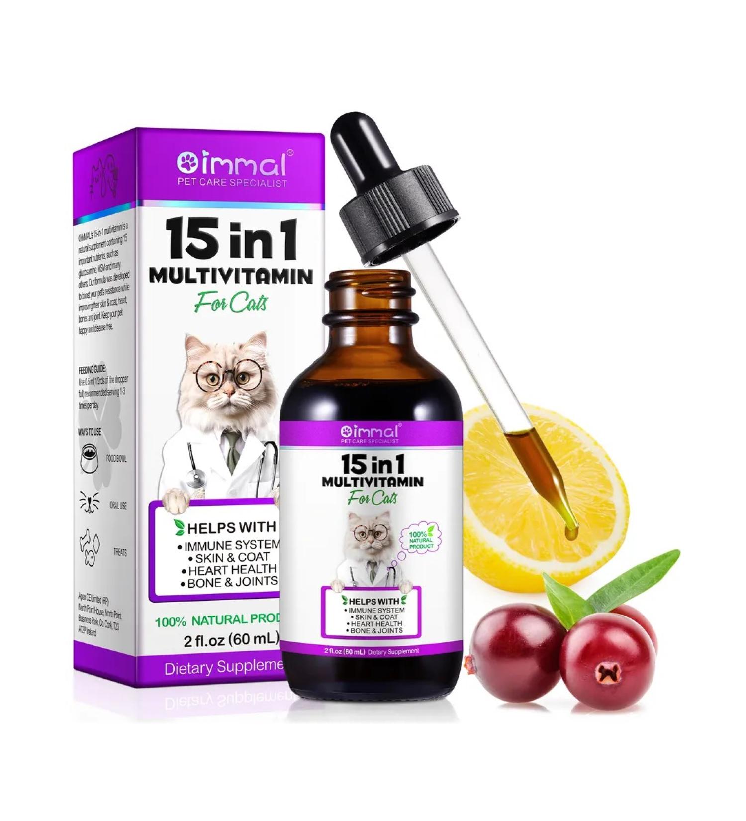 Oimmal Vitamins for cats drops of multivitamins 15 in 1 - Buy Online on GoSupps.com