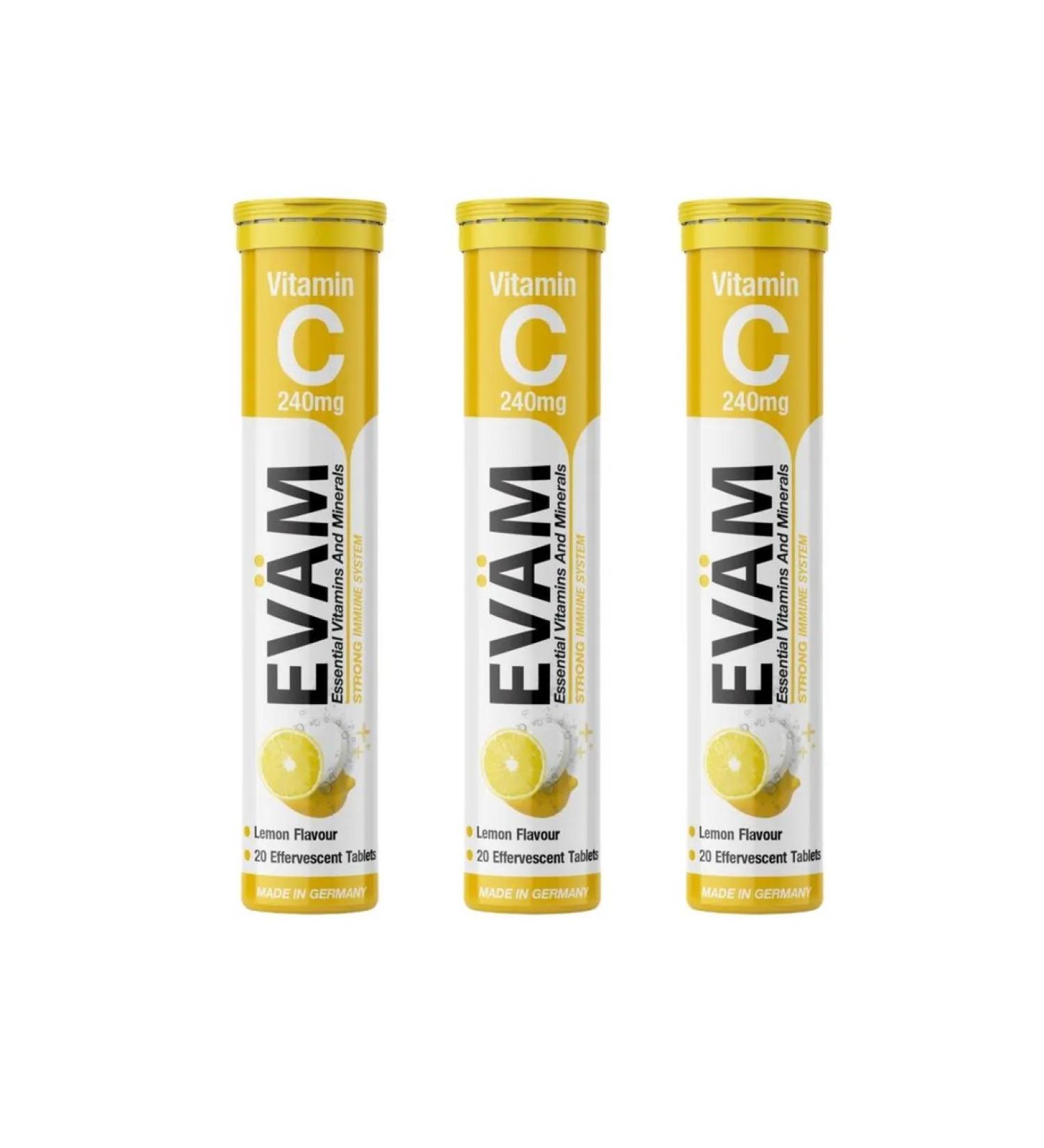 EVAM Vitamin C ascorbic acid 240 mg 60pcs - Buy Online on GoSupps.com