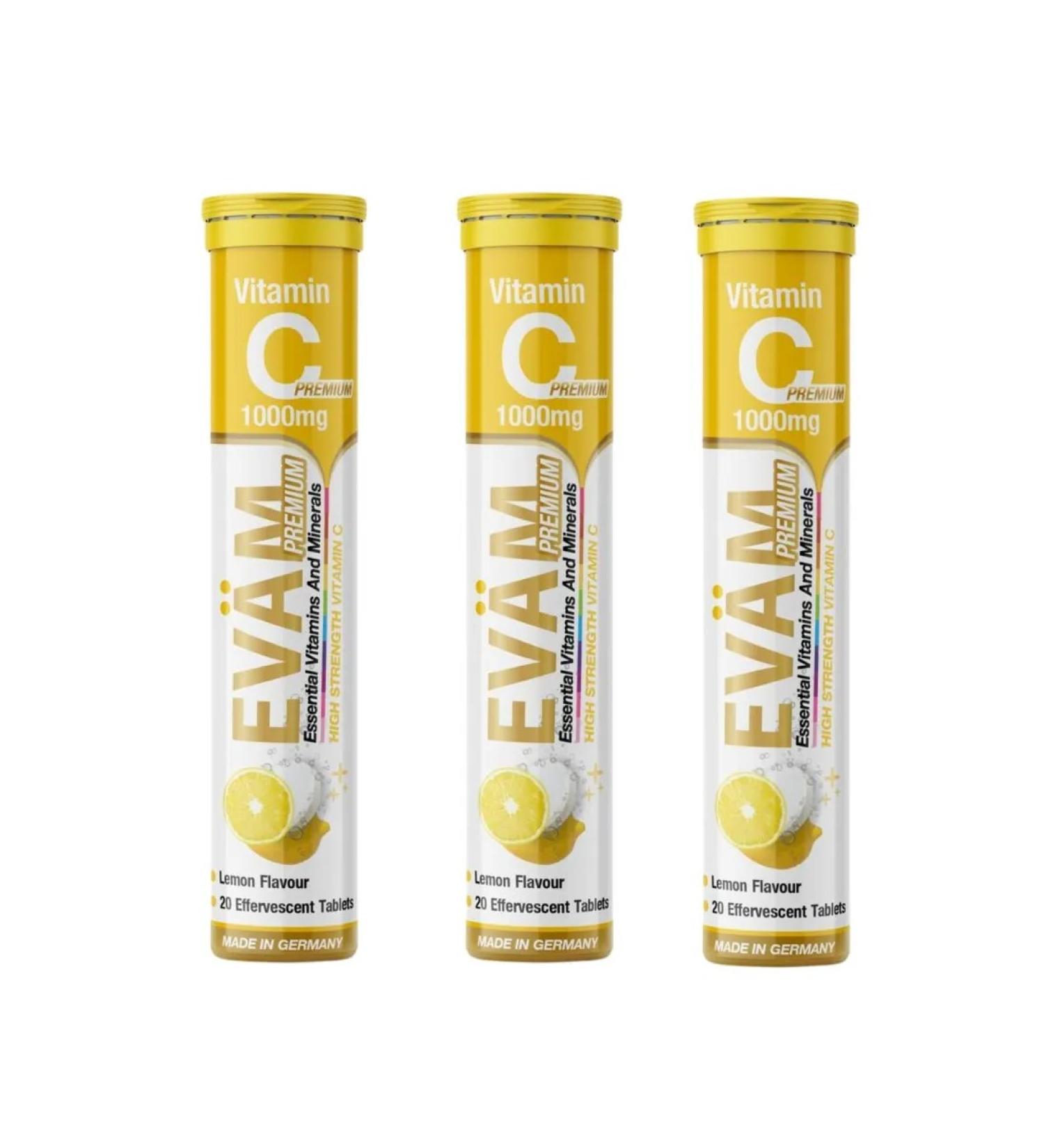 EVAM Vitamin C ascorbic acid 1000 mg 60pcs - Buy Online on GoSupps.com