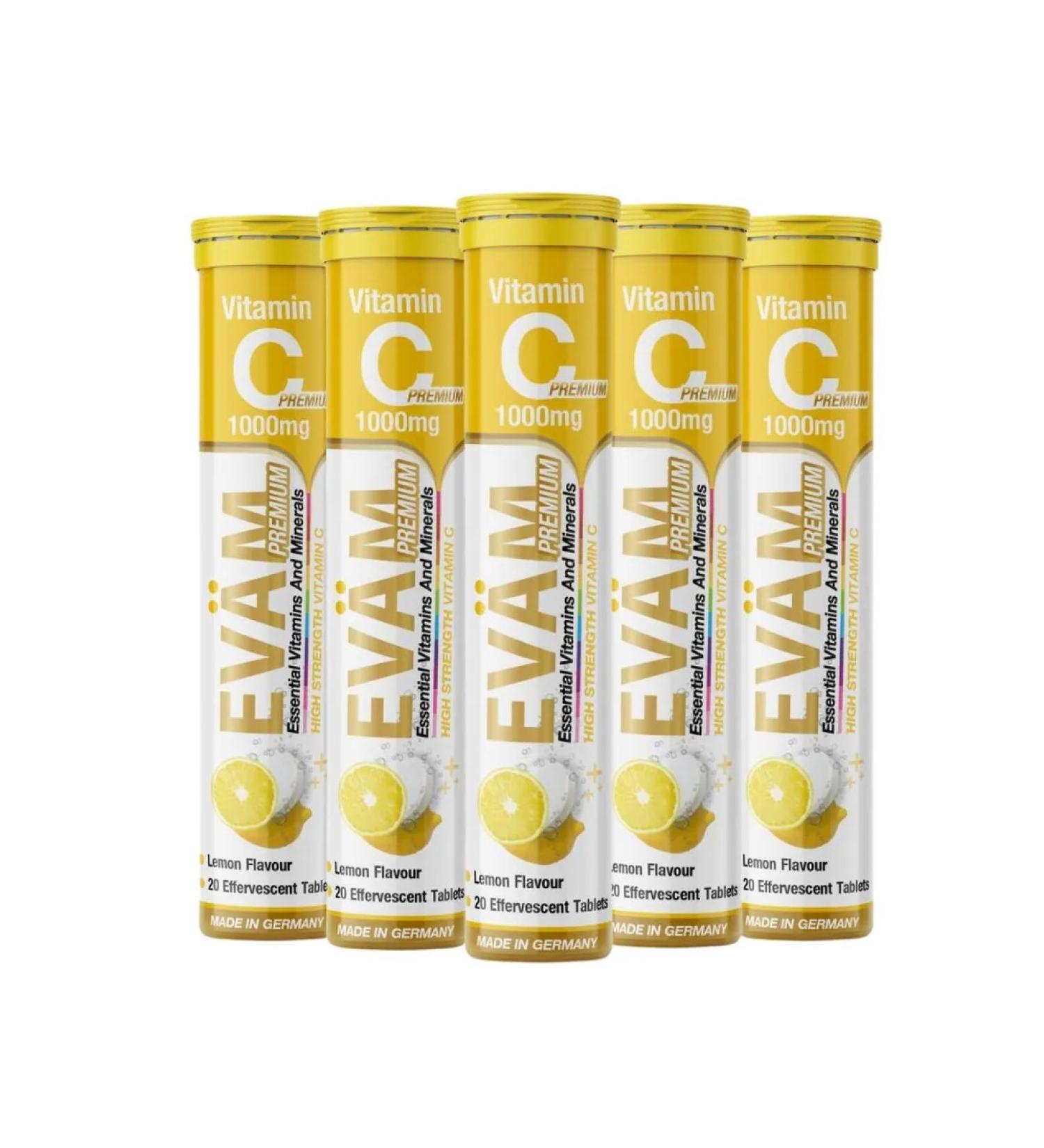 EVAM Vitamin C ascorbic acid 1000 mg 120pcs - Buy Online on GoSupps.com