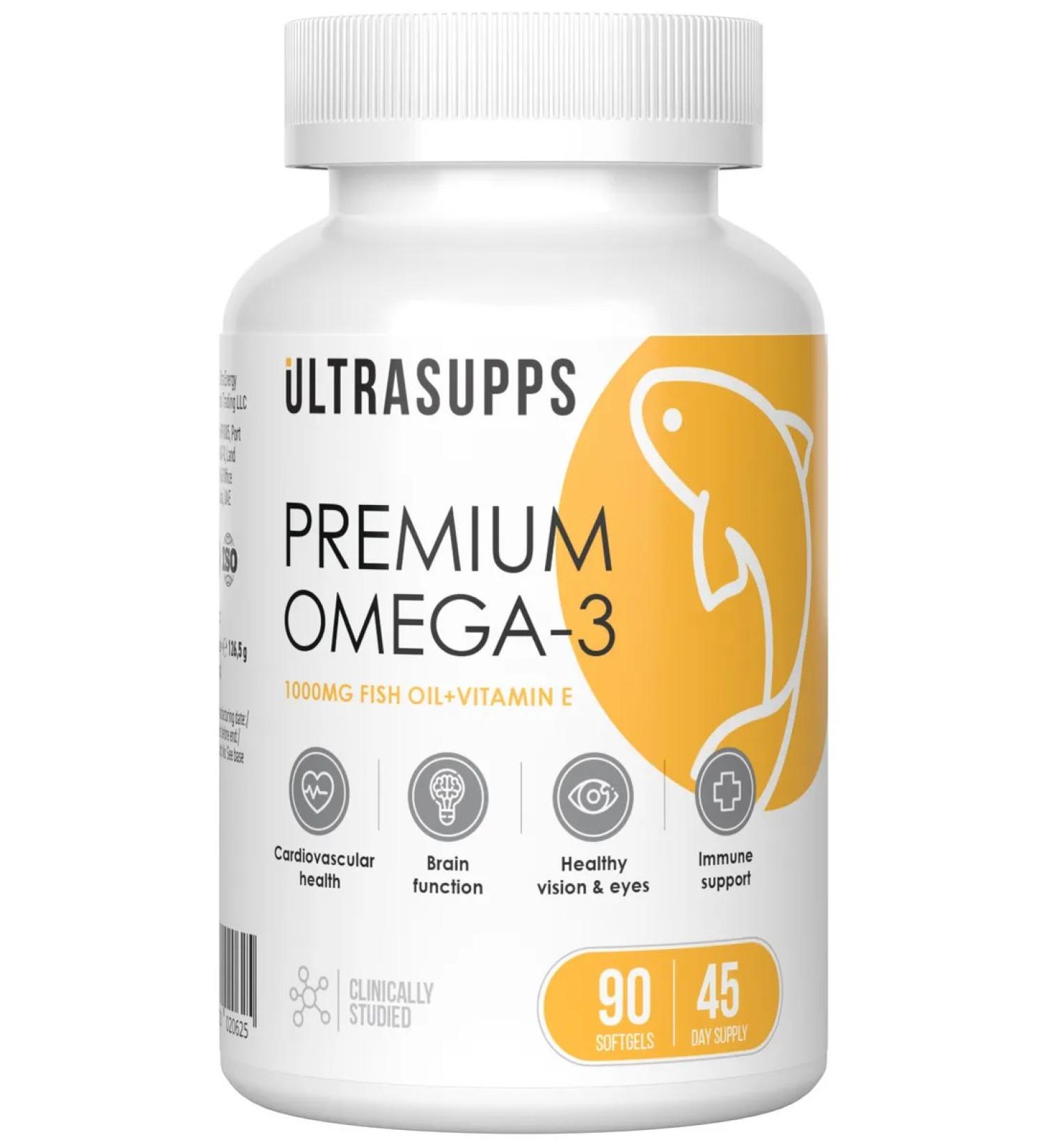 UltraSupps Omega-3 Ultrasapps Premium Omega-3 1000 mg 90 gel. Capsul - Buy Online on GoSupps.com