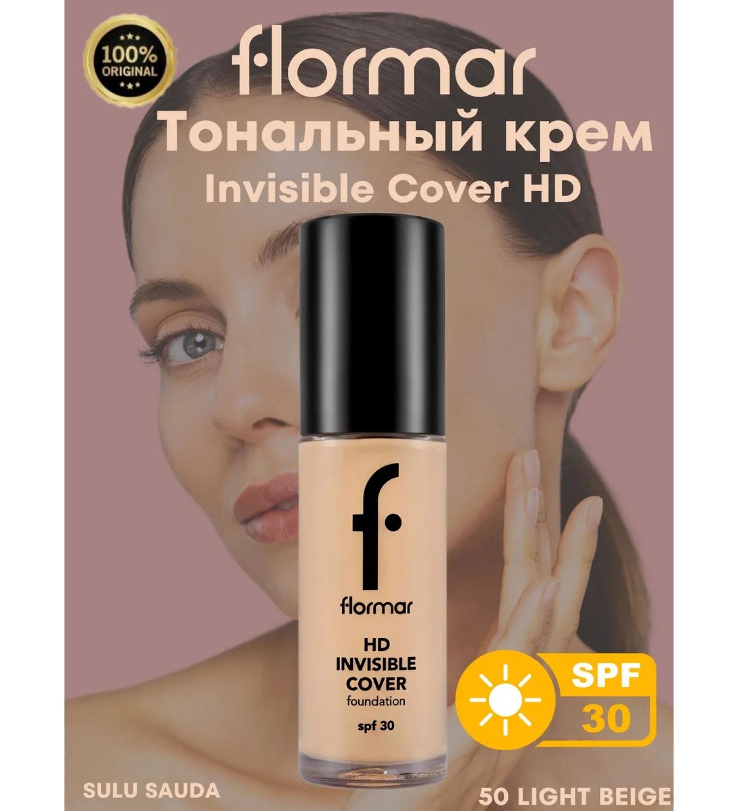 Flormar Tonal cream Invisible HD 50 Light Beige 30ml - Buy Online on GoSupps.com