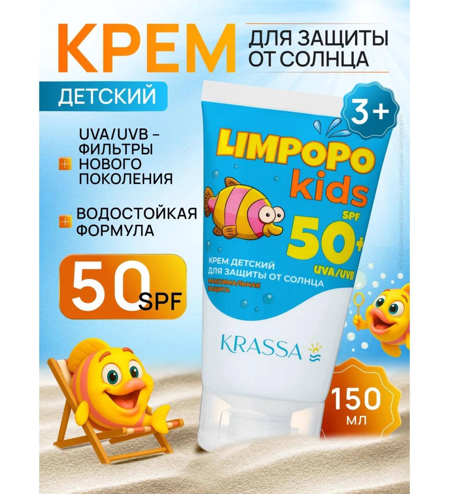 KRASSA Limpopo Kids Cream for children to protect from the sun SPF 50+ - Buy Online on GoSupps.com