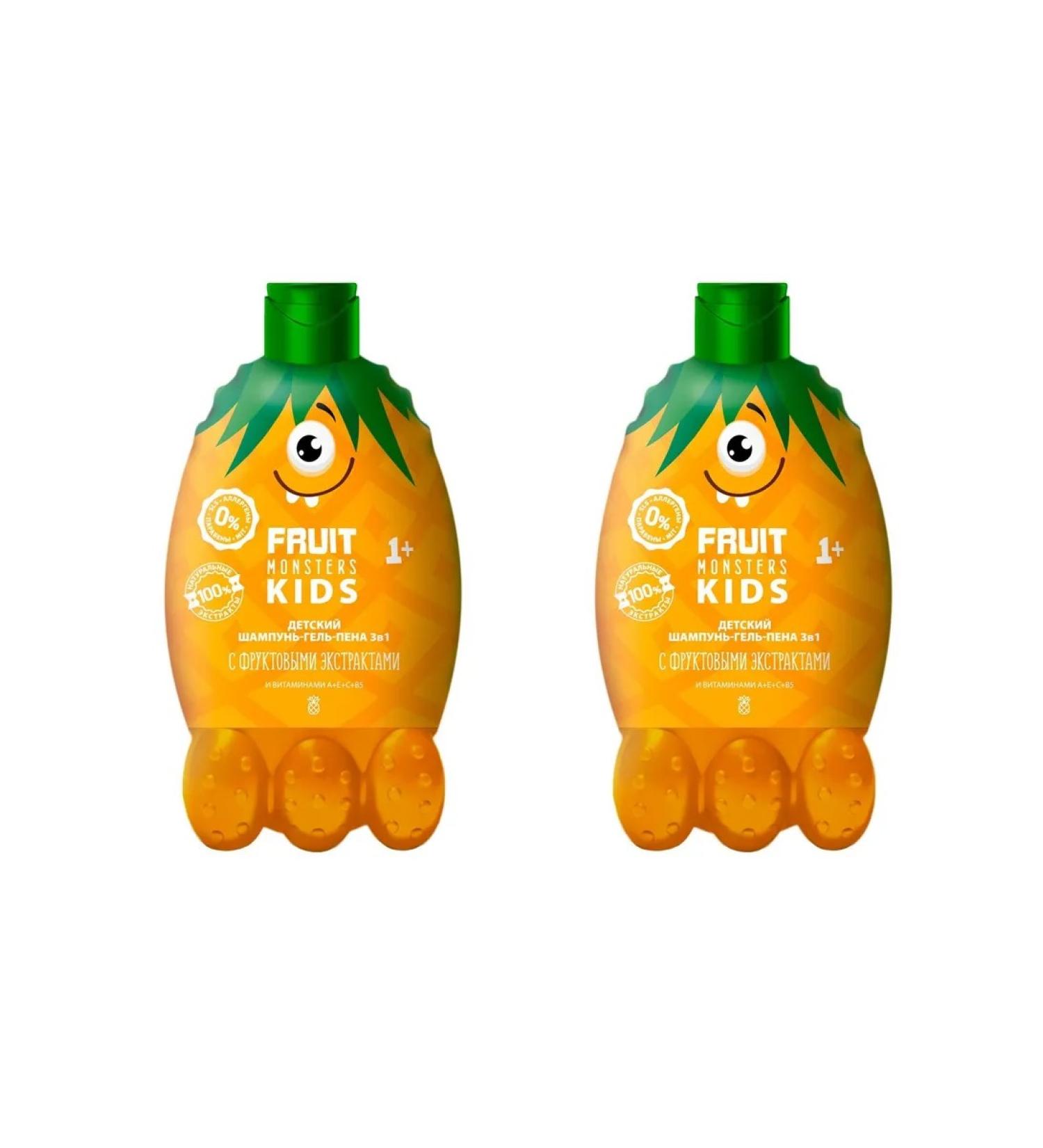 Fruit Monsters Shampoo-gel-Pen children 3B1 pineapple 400 ml 2 pieces - Buy Online on GoSupps.com