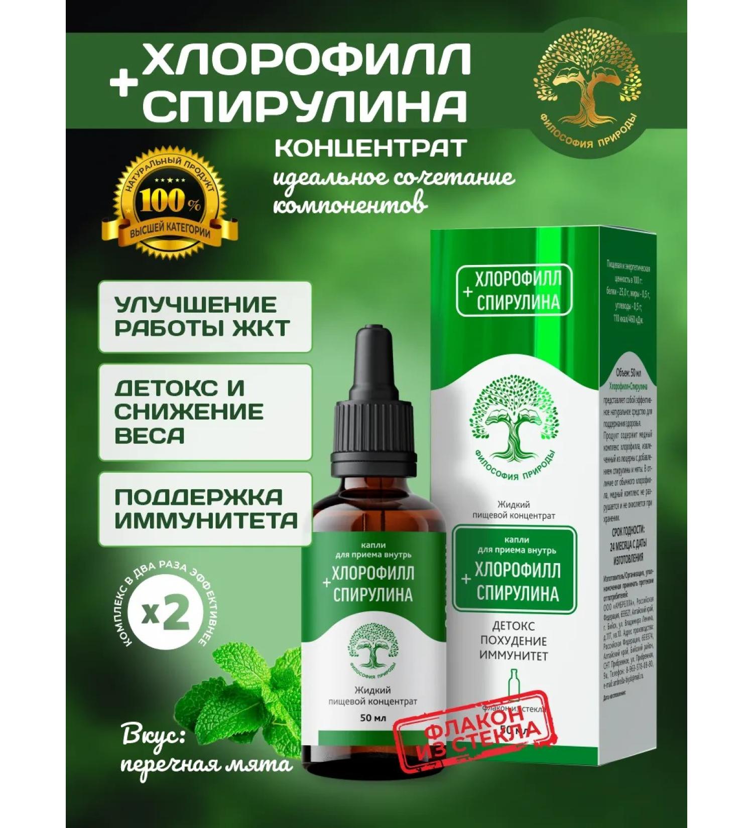 Philosophy of Nature Chlorophyll liquid food concentrate and spirulina - Buy Online on GoSupps.com