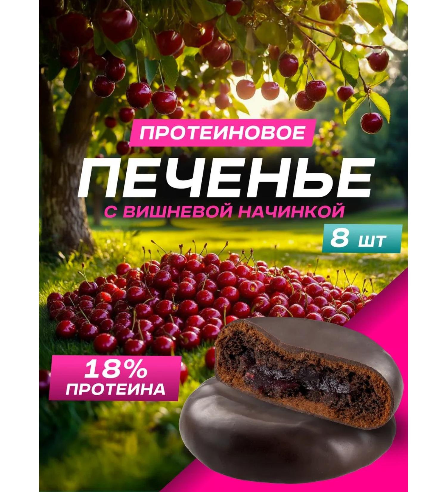 EVERGO Protein cookies without sugar with cherry filling 8pcs 50 g - Buy Online on GoSupps.com
