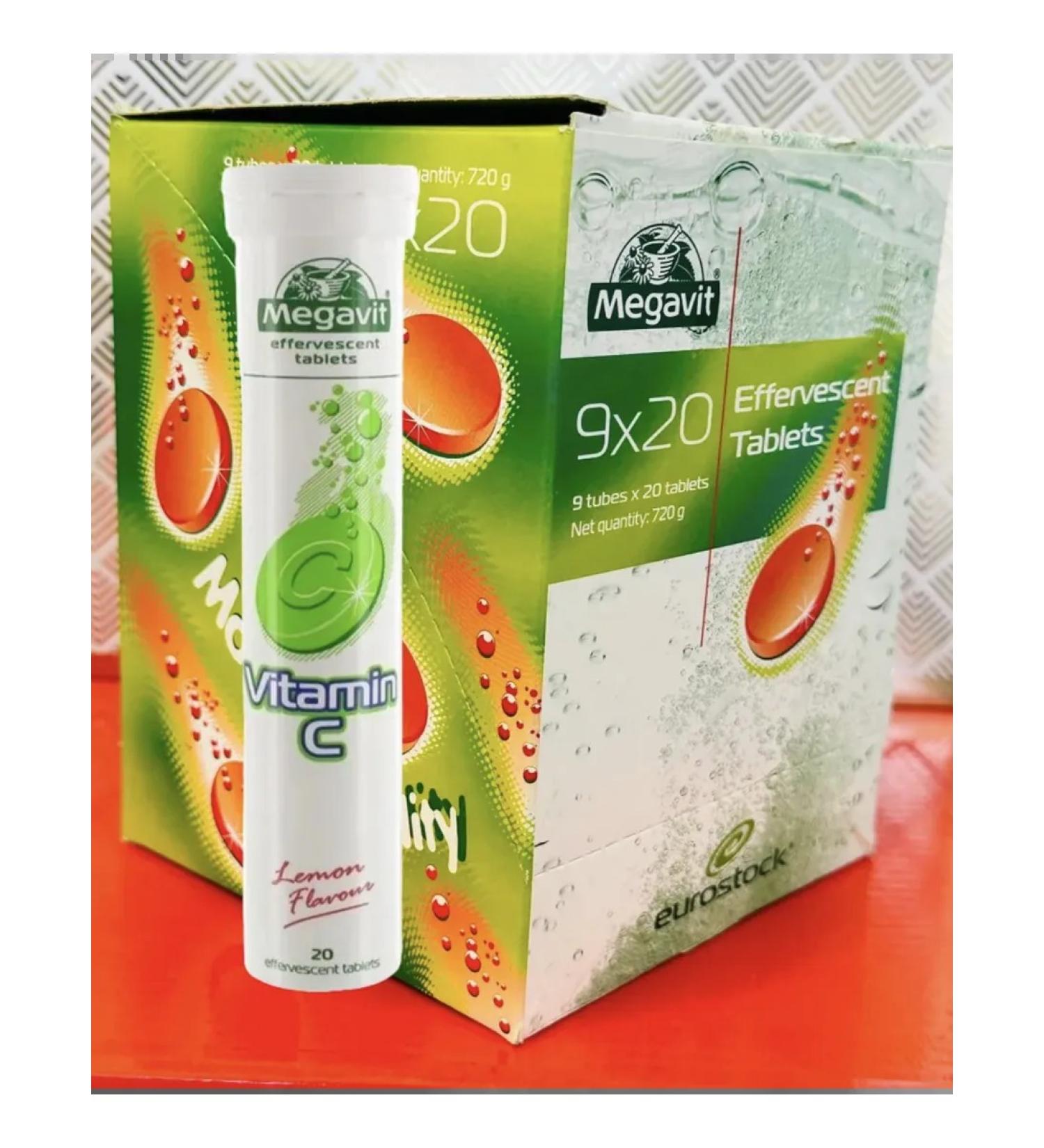 Megavit Vitamini C 80 Mg with a taste of lemon 9 tubes 20 tab - Buy Online on GoSupps.com