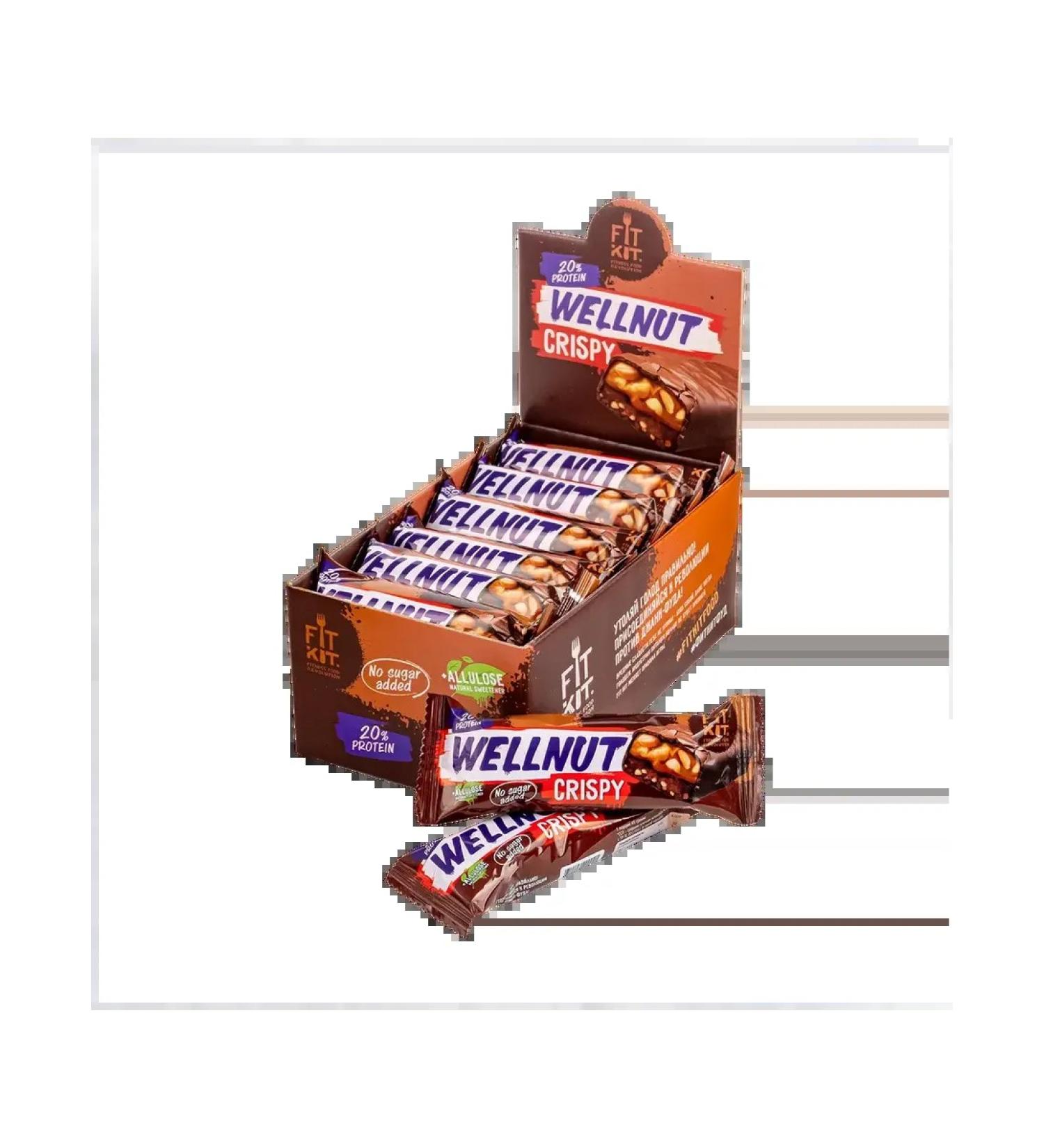 FIT KIT Sugar protein bars of the Wellnut Crispy 45g x 15pcs