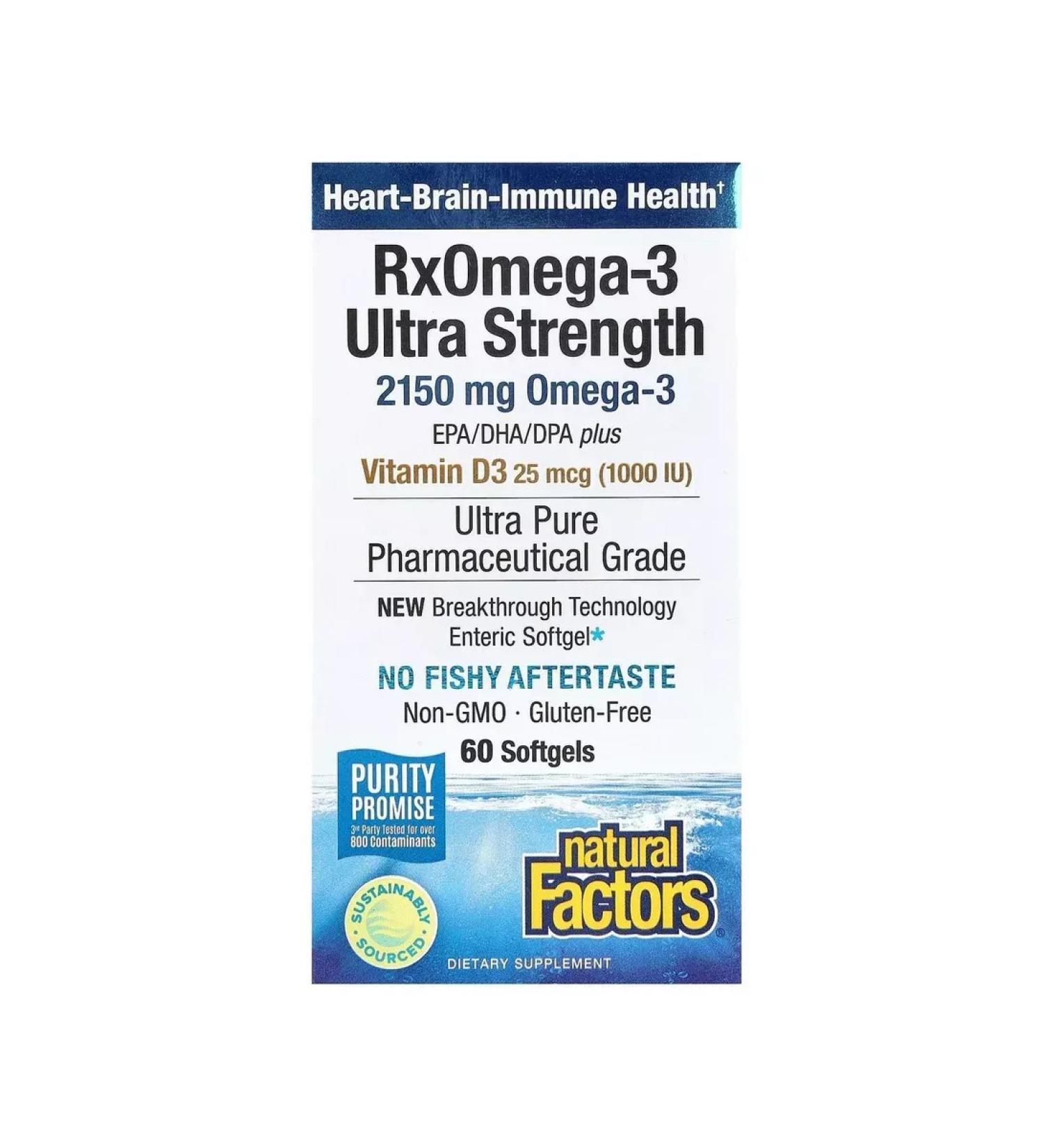 Natural Factors RXOMEGA-3 with vitamin D3 and omega 3 60 capsules - Buy Online on GoSupps.com