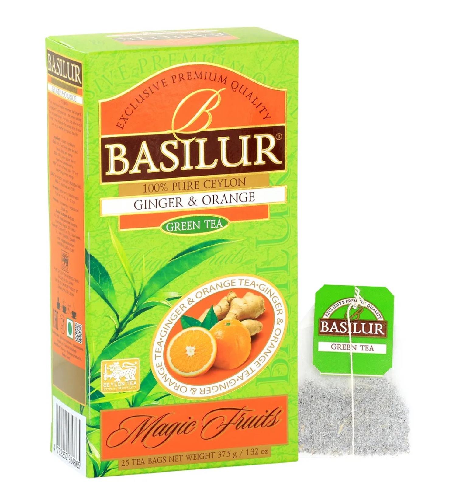 Basilur Green ginger and orange tea in bags - Buy Online on GoSupps.com