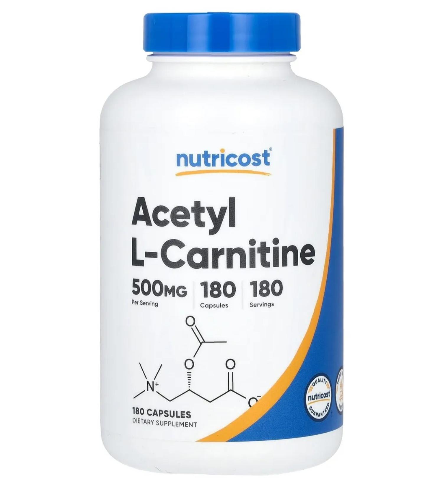 Nutricost Acetyl L-carnitine 500 mg 180 Acetyl L-Carnitine capsules