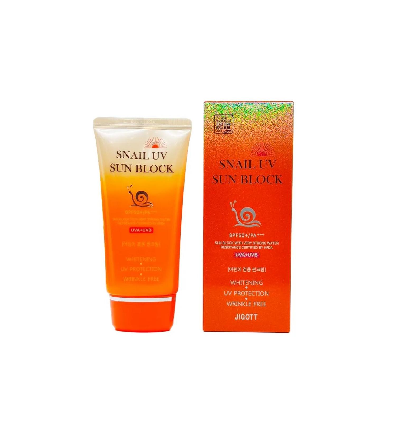 Jigott Snail -shaped face cream Snail Uv Sun Block SPF50+ 70 ml - Buy Online on GoSupps.com