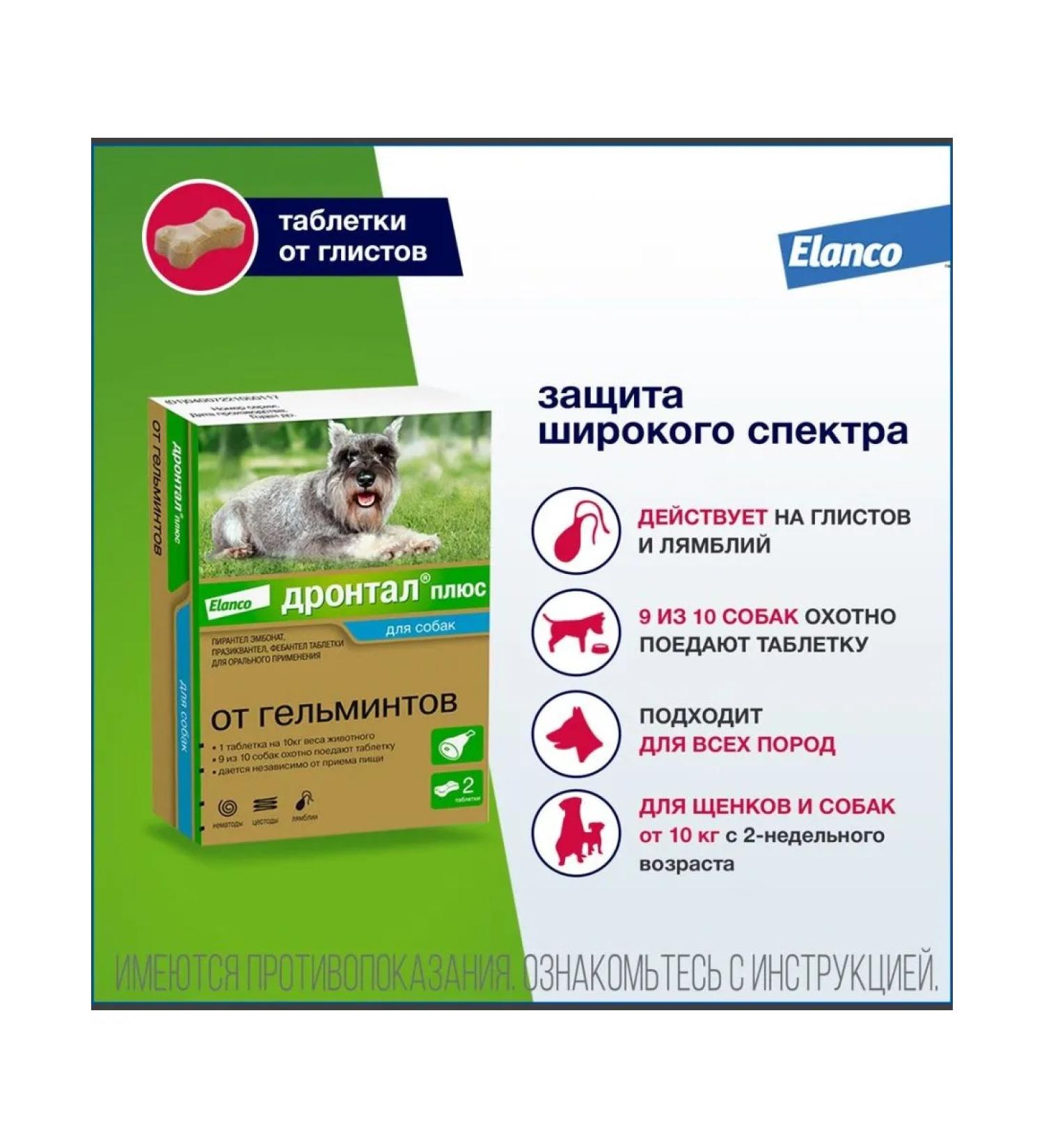 Elanco Drontal plus tablets from worms for dogs