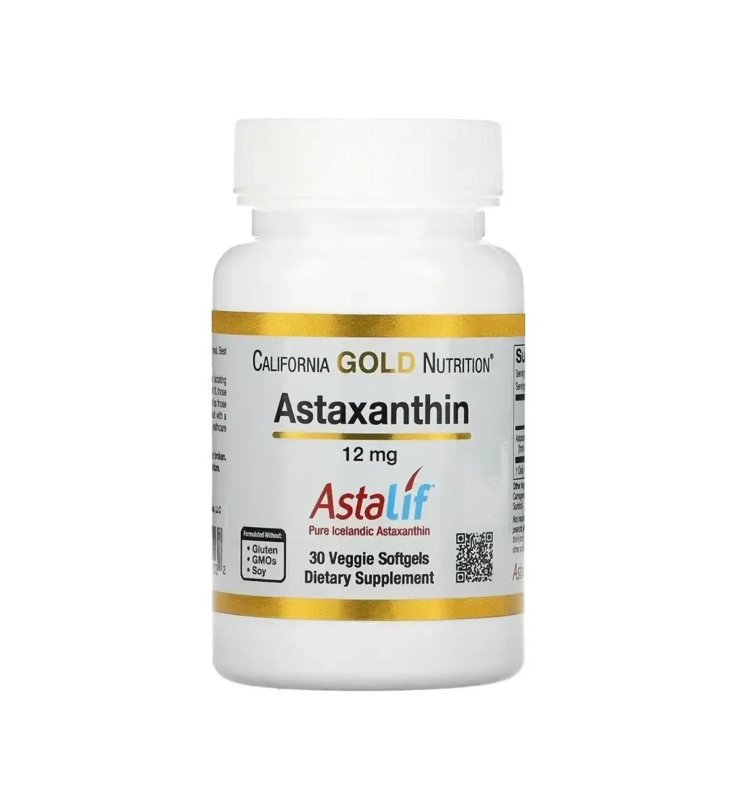 California Gold Nutrition Astaxantin Astalif 12 mg 30 capsules - Buy Online on GoSupps.com