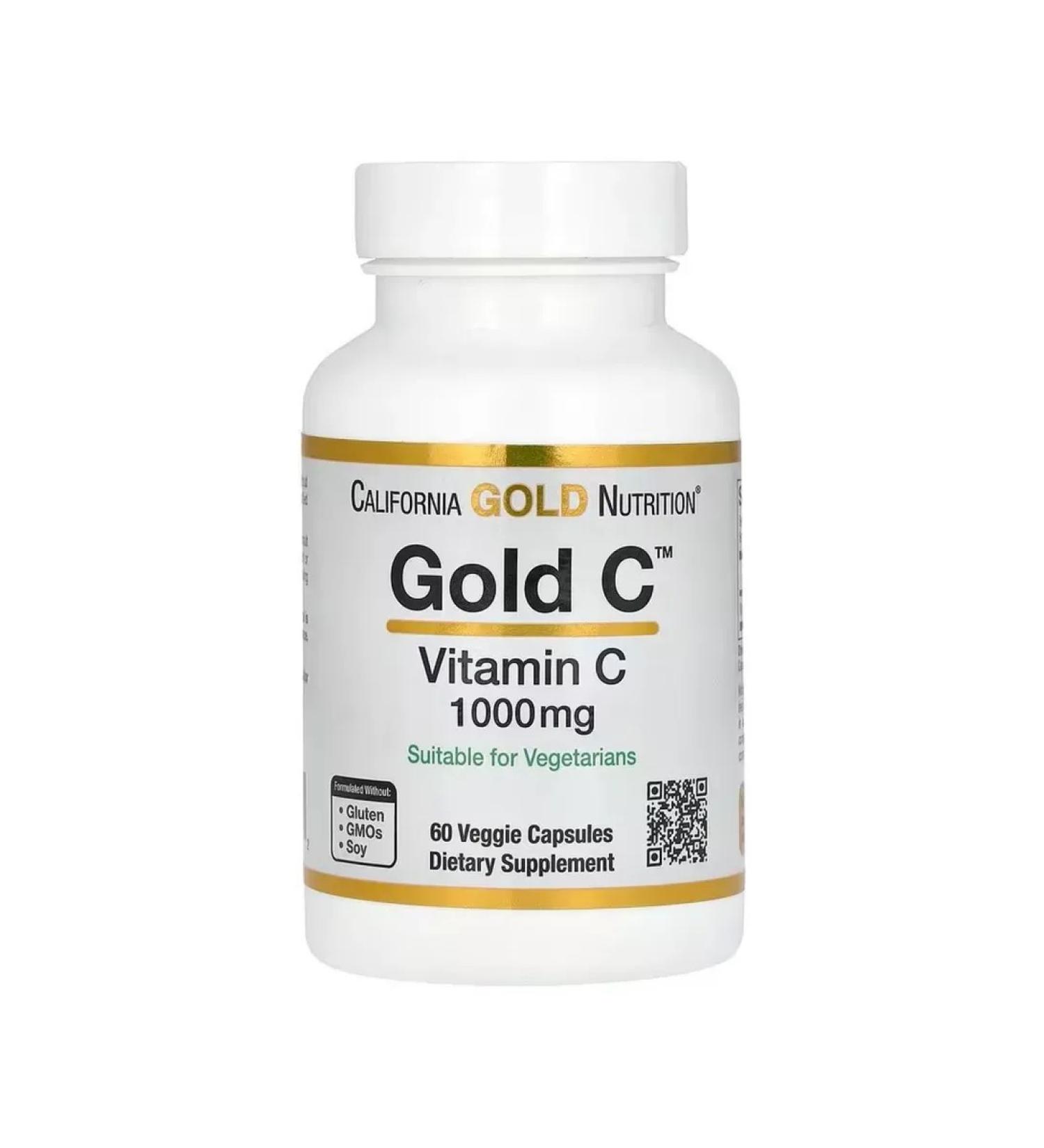 California Gold Nutrition Gold C Vitamin C 1000 mg 60 vegetarian capsules - Buy Online on GoSupps.com