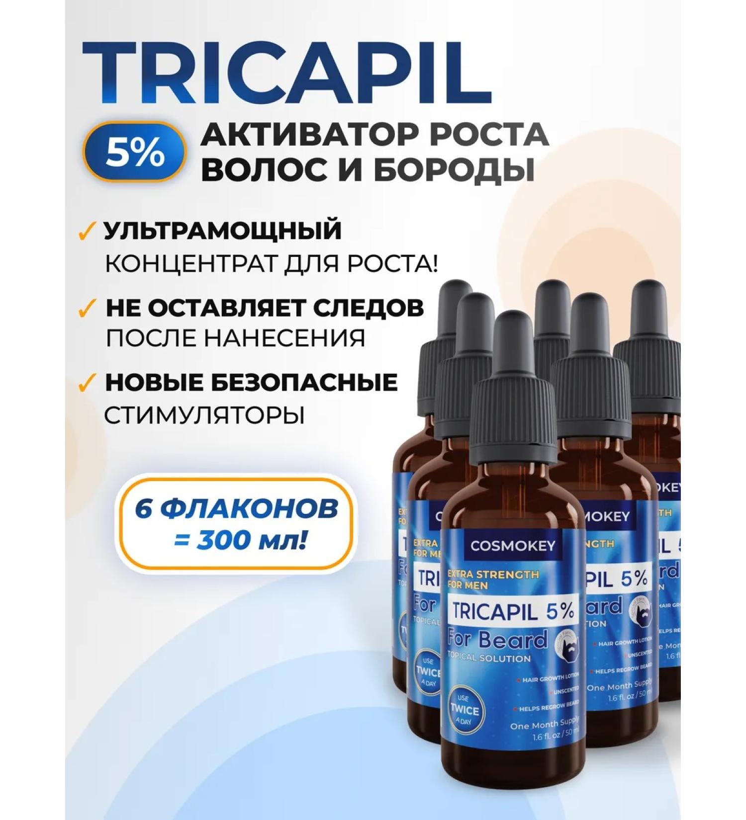 Cosmokey Tricapil 5% serum for growing beard and hair Original - Buy Online on GoSupps.com