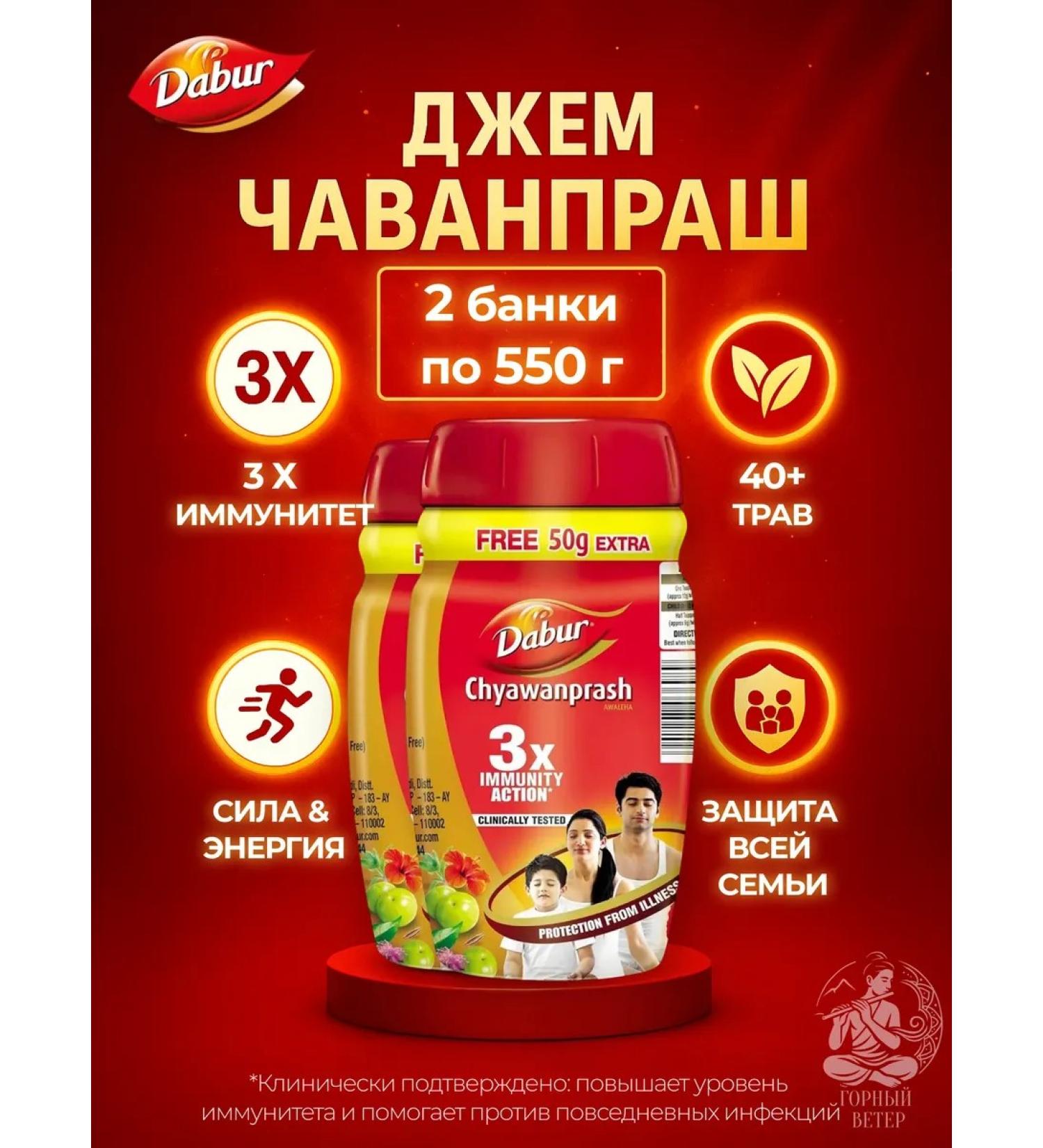 Dabur Jam Chawanprash Ayurvedic Indian for immunity 2 units - Buy Online on GoSupps.com