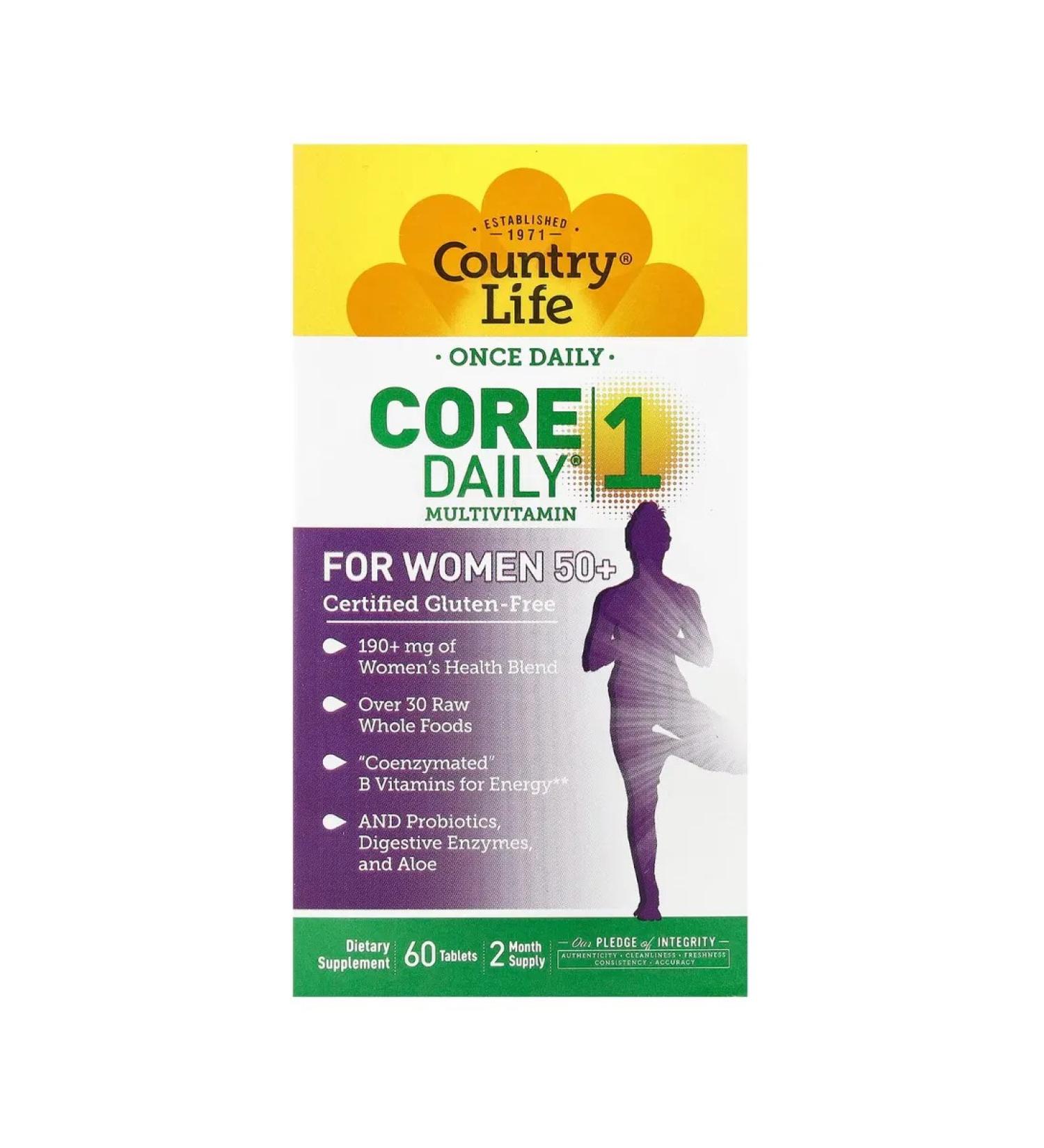 Country Life Core Daily-1 multivitamins for women over 50 years old 60 tab - Buy Online on GoSupps.com