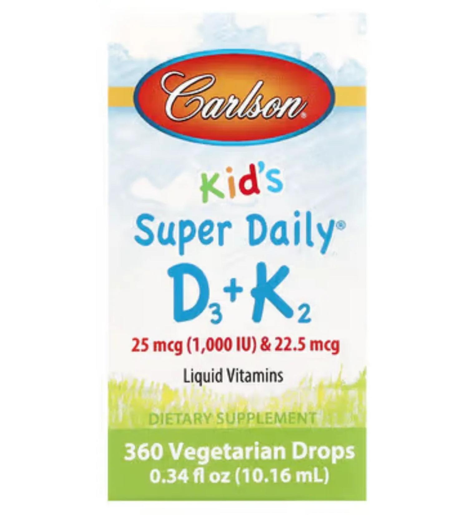 Carlson Labs Vitamins D3 K2 KIDS Vitamins D3 K2 children 360 drops - Buy Online on GoSupps.com