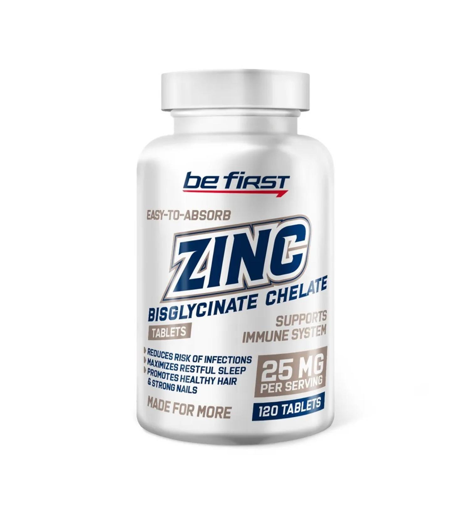 Be First Zinc strengthening immunity ZINC Bisglycinate Chelate 120 Table