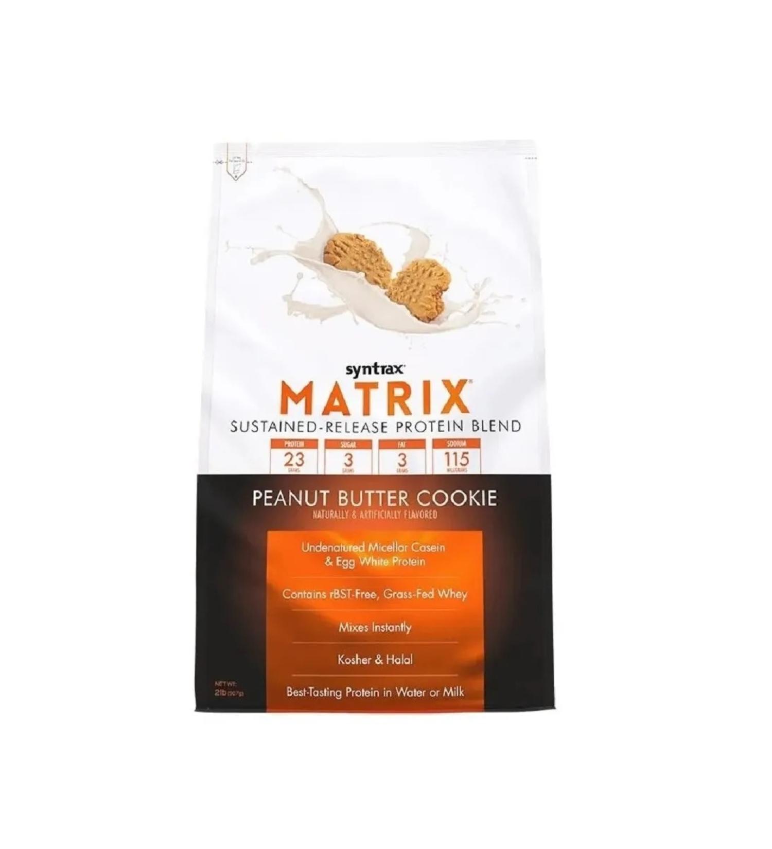 SYNTRAX Protein Matrix 907 g package cookies with peanut oil
