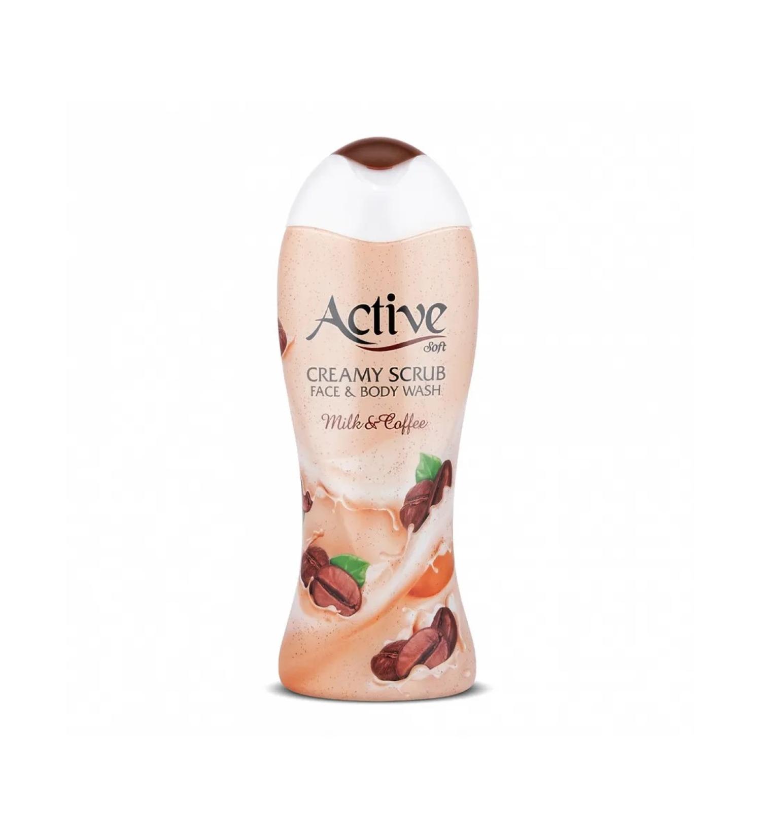 ACTIVe Gel-scrub for shower Women's "Milk and Coffee Extract" 400 ml - Buy Online on GoSupps.com