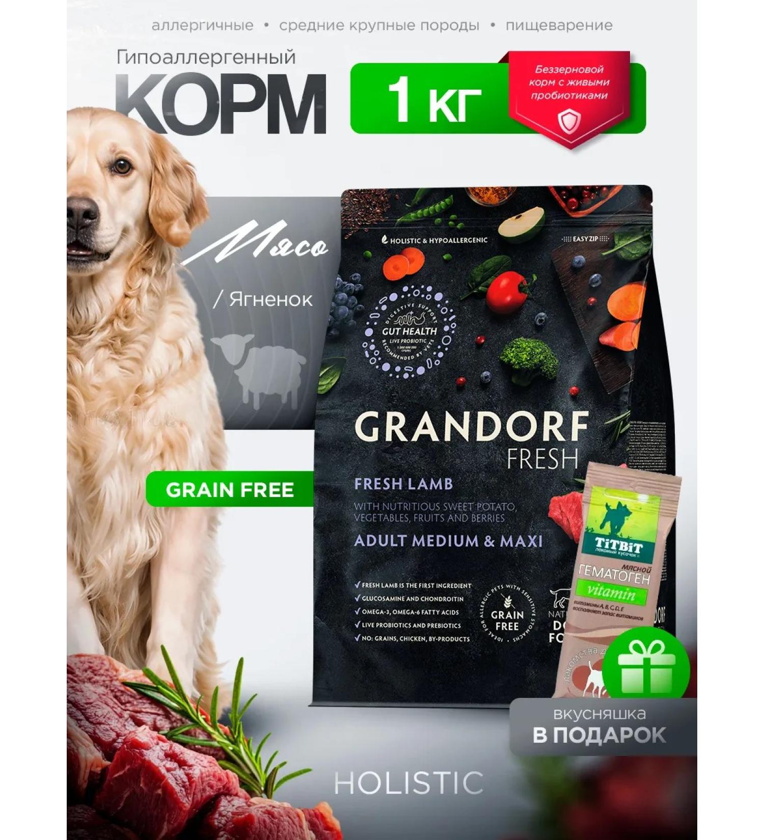 Grandorf Dry food for dogs Medium & Maxi Lamb lamb 1 kg - Buy Online on GoSupps.com
