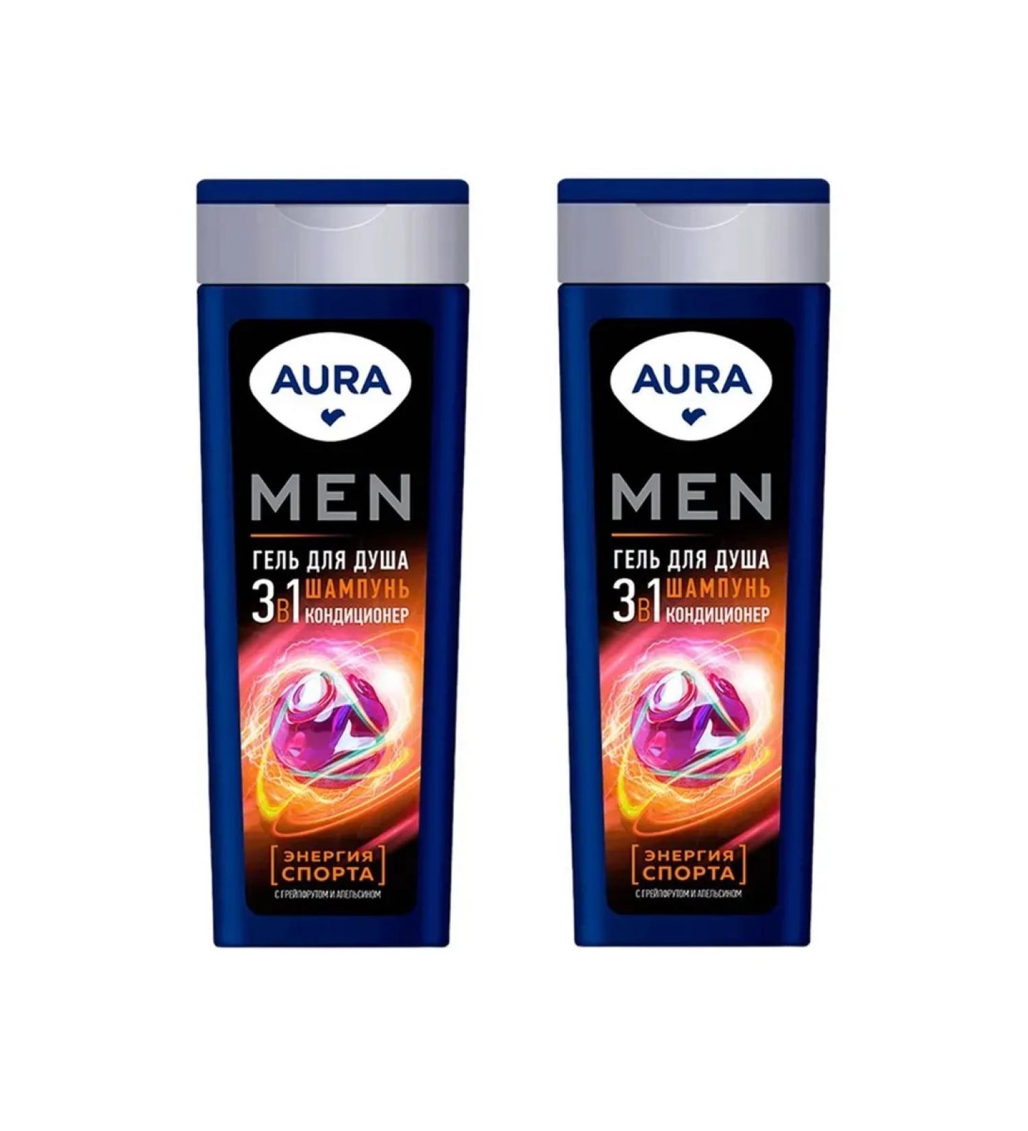 Aura Shower gel 3B1 Sports energy 380 ml 2 pcs