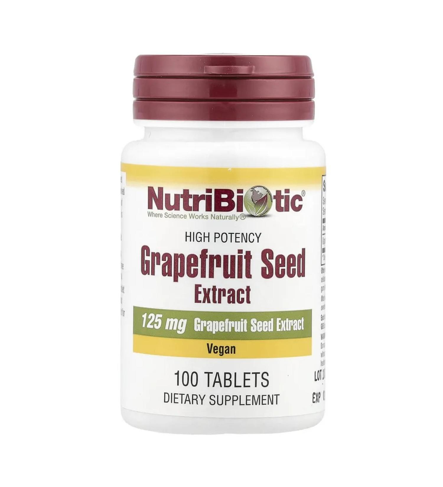 NutriBiotic Grapefruit bones extract 125 mg 100 tablets