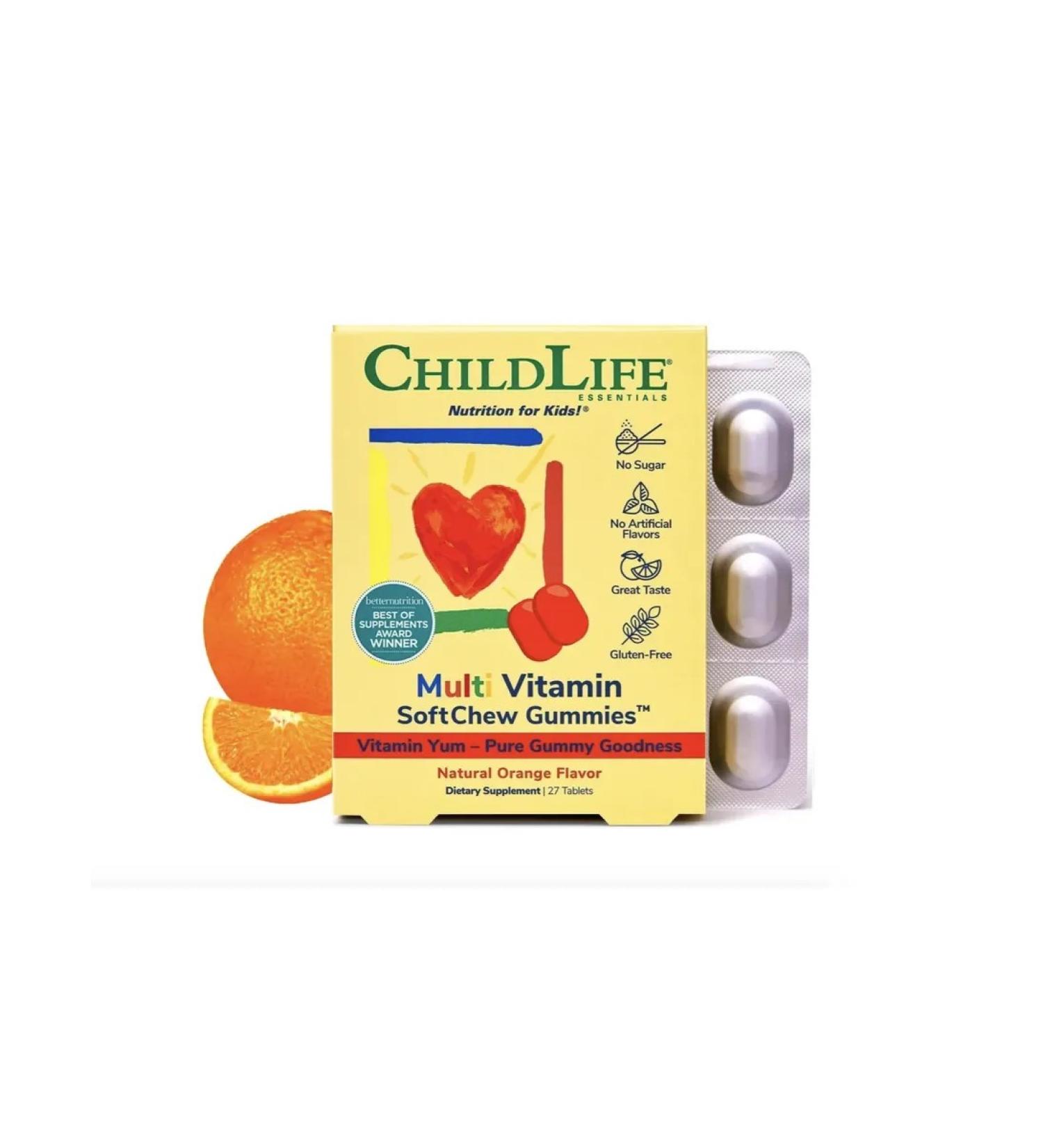 ChildLife Essentials Childlife Multi Vitamin SoftChew Gummies 27 Tabs Orange USA - Buy Online on GoSupps.com