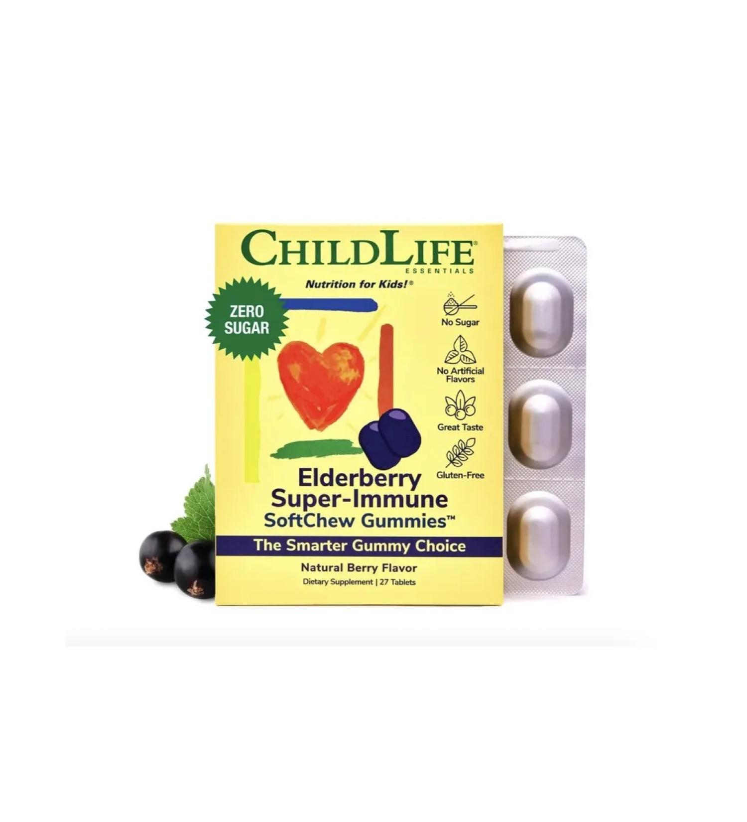 ChildLife Essentials Childlife Elderberry Super-Immune SoftChew 27 Gummies USA - Buy Online on GoSupps.com