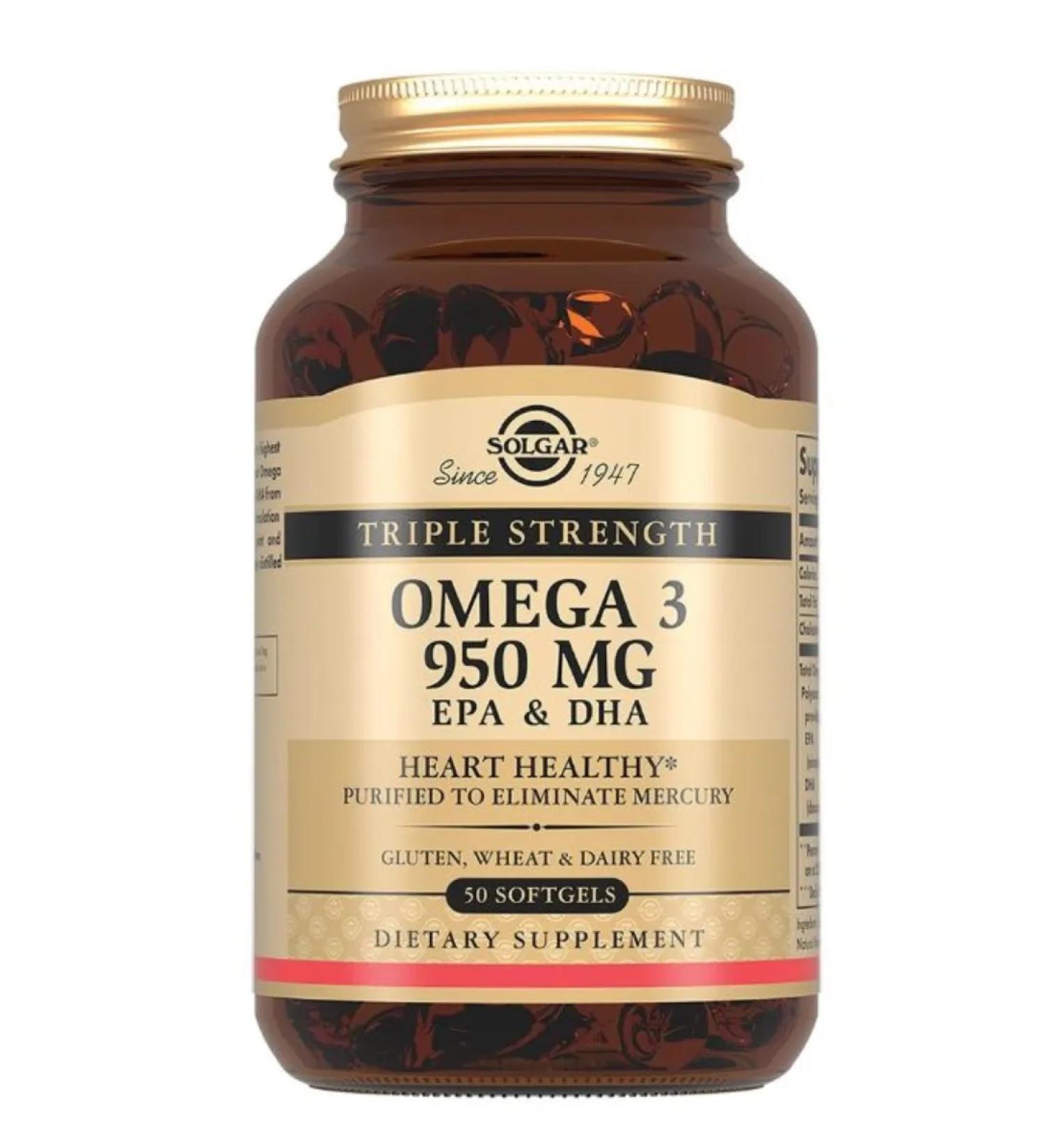 Home medicine cabinet Solgar triple omega-3 950 mg EPK and dgk caps x50pcs