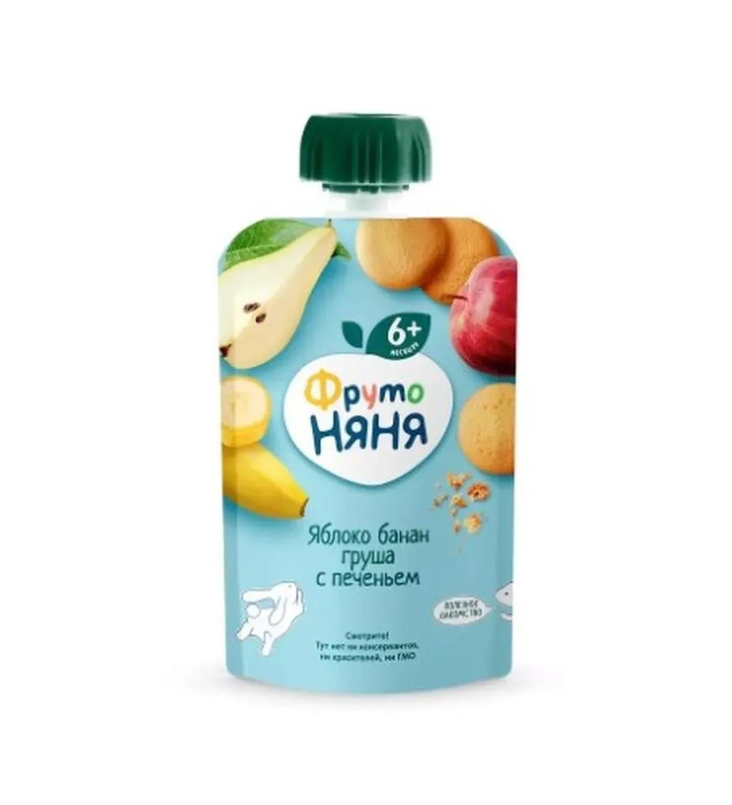 Frutonyanya puree apples bananas pears with cookies of 90 g -7 pcs - Buy Online on GoSupps.com