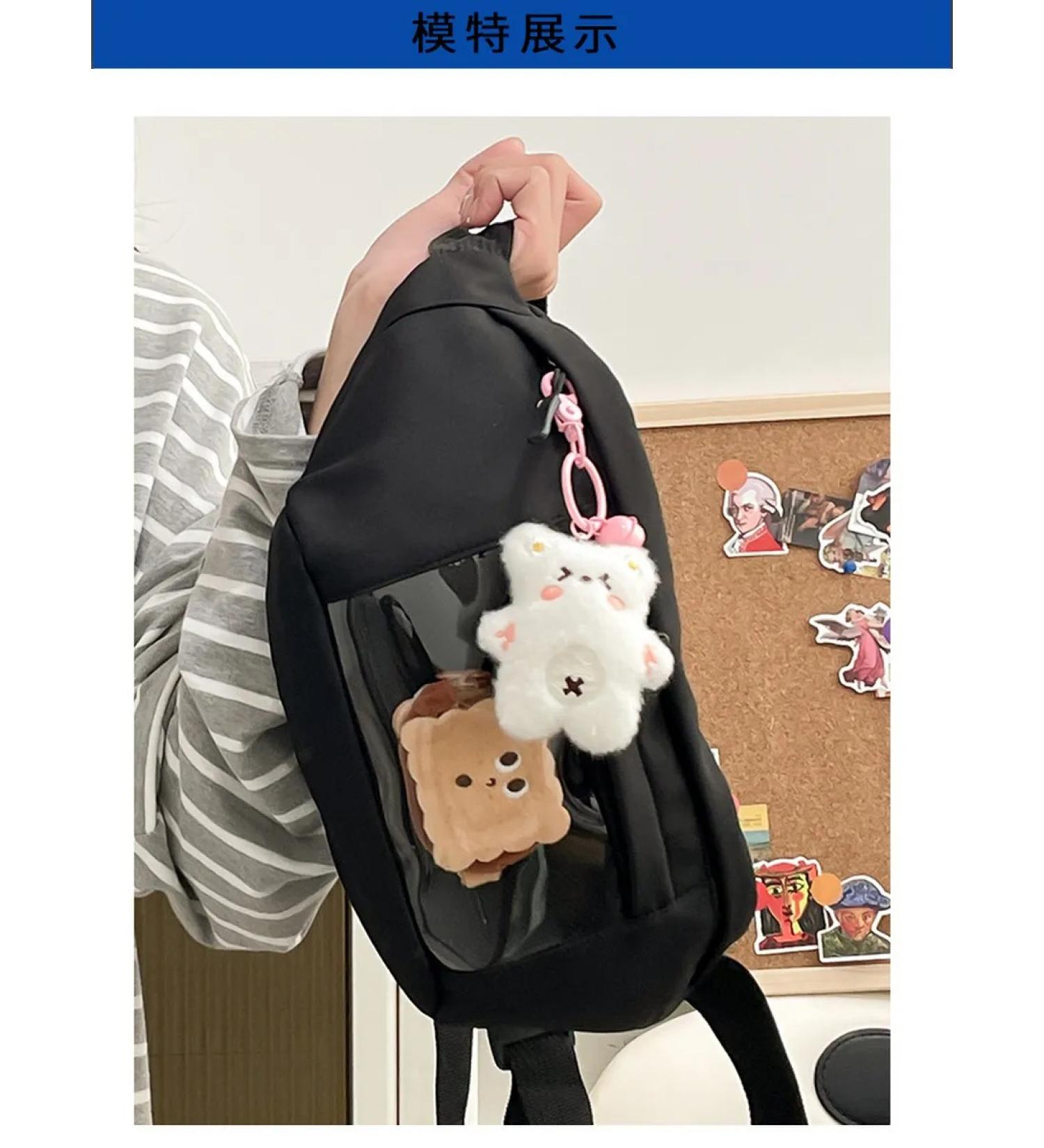 Women's breast bag pocket black cookies bear