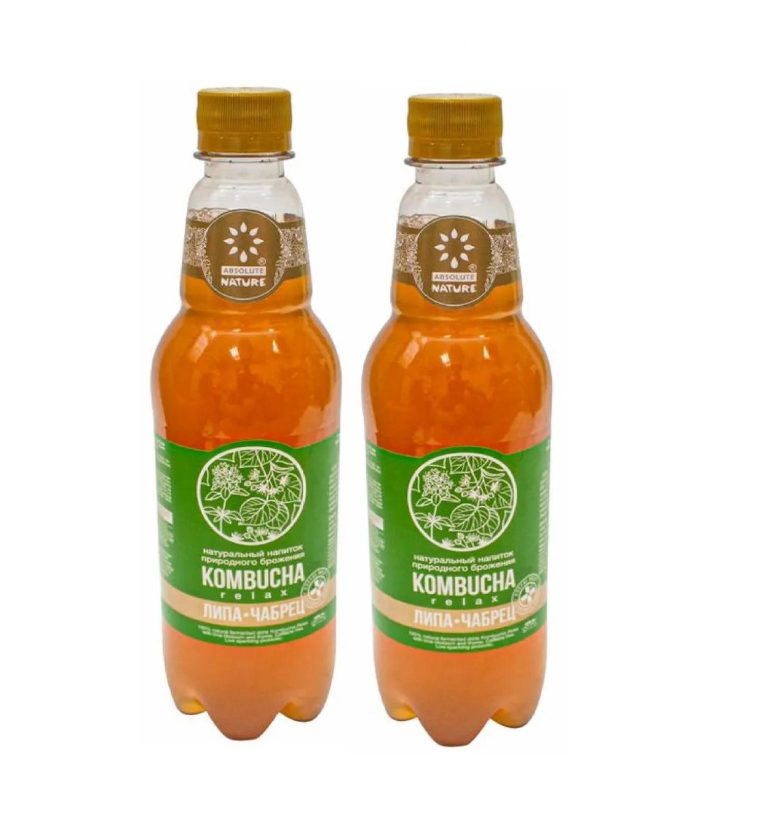 KOMBUCHA Relax linden and thyme drink 555 ml 2 pcs - Buy Online on GoSupps.com