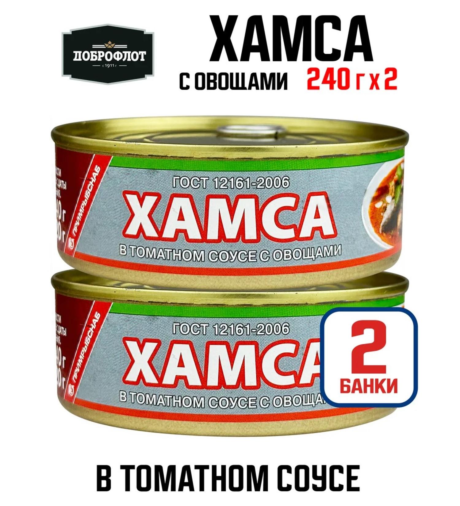 Dobroflot Hams in tomato sauce with vegetables 240 g - 2 pcs - Buy Online on GoSupps.com