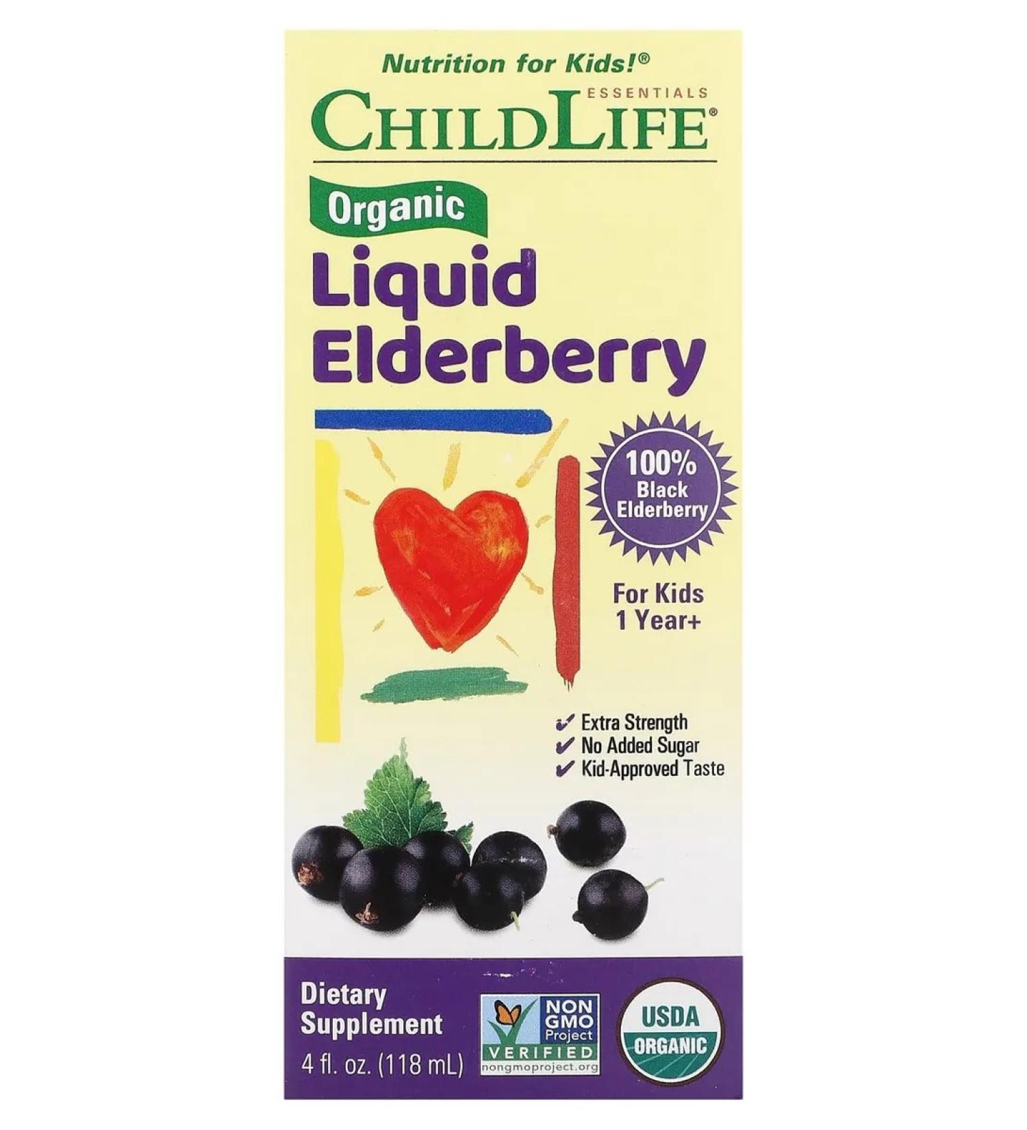 ChildLife Organic liquid an elderberry from 1 year 118 ml (4 liquid. UC) - Buy Online on GoSupps.com