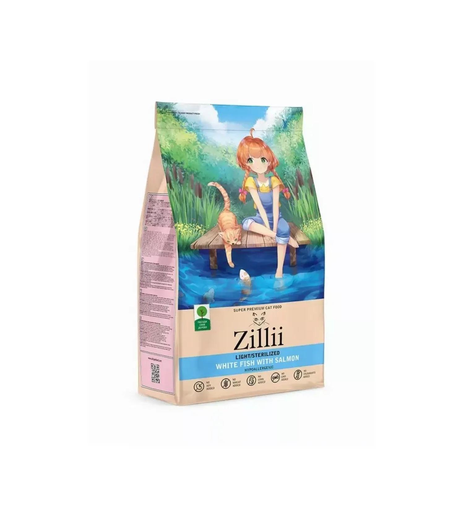 Zillii Sterilized cat dry food white fish and salmon 2 kg