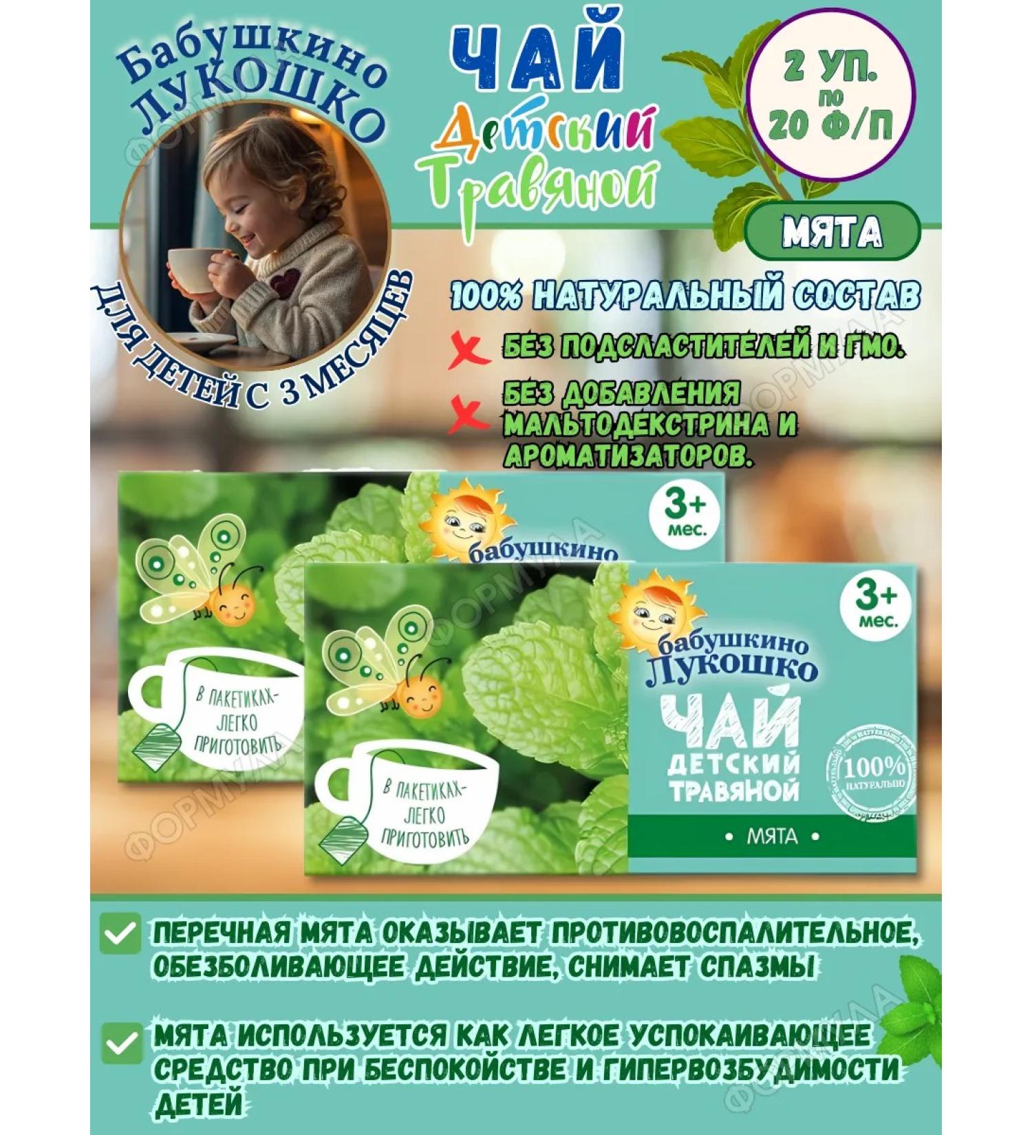 GRANDMA'S BASKET Children's mint tea 2 units 20 p p - Buy Online on GoSupps.com