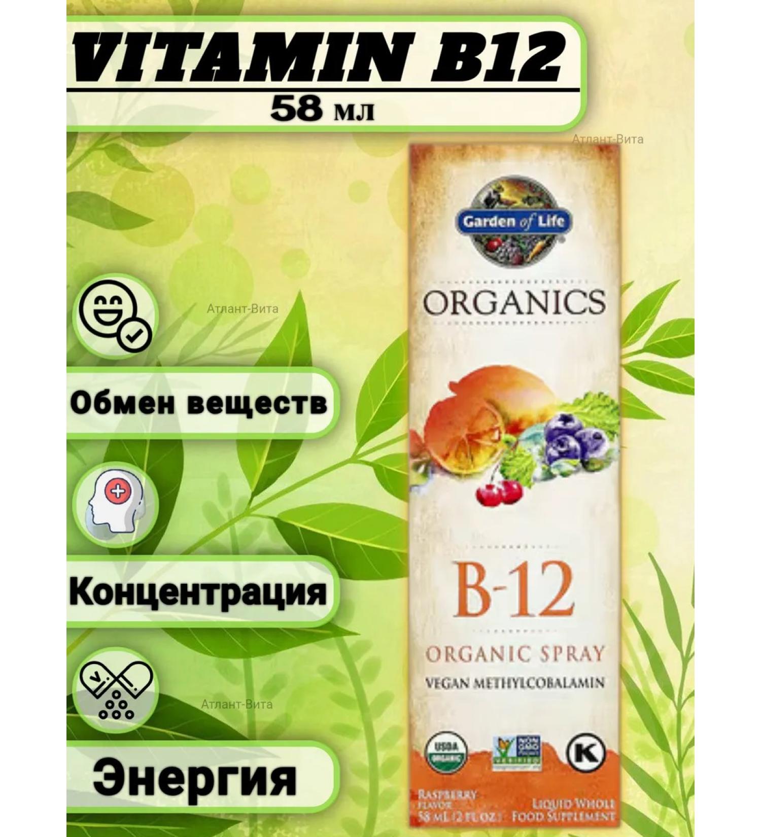 Garden of Life Vitamin B12 organic vitamin B12 in the form of a spray 58 mg - Buy Online on GoSupps.com