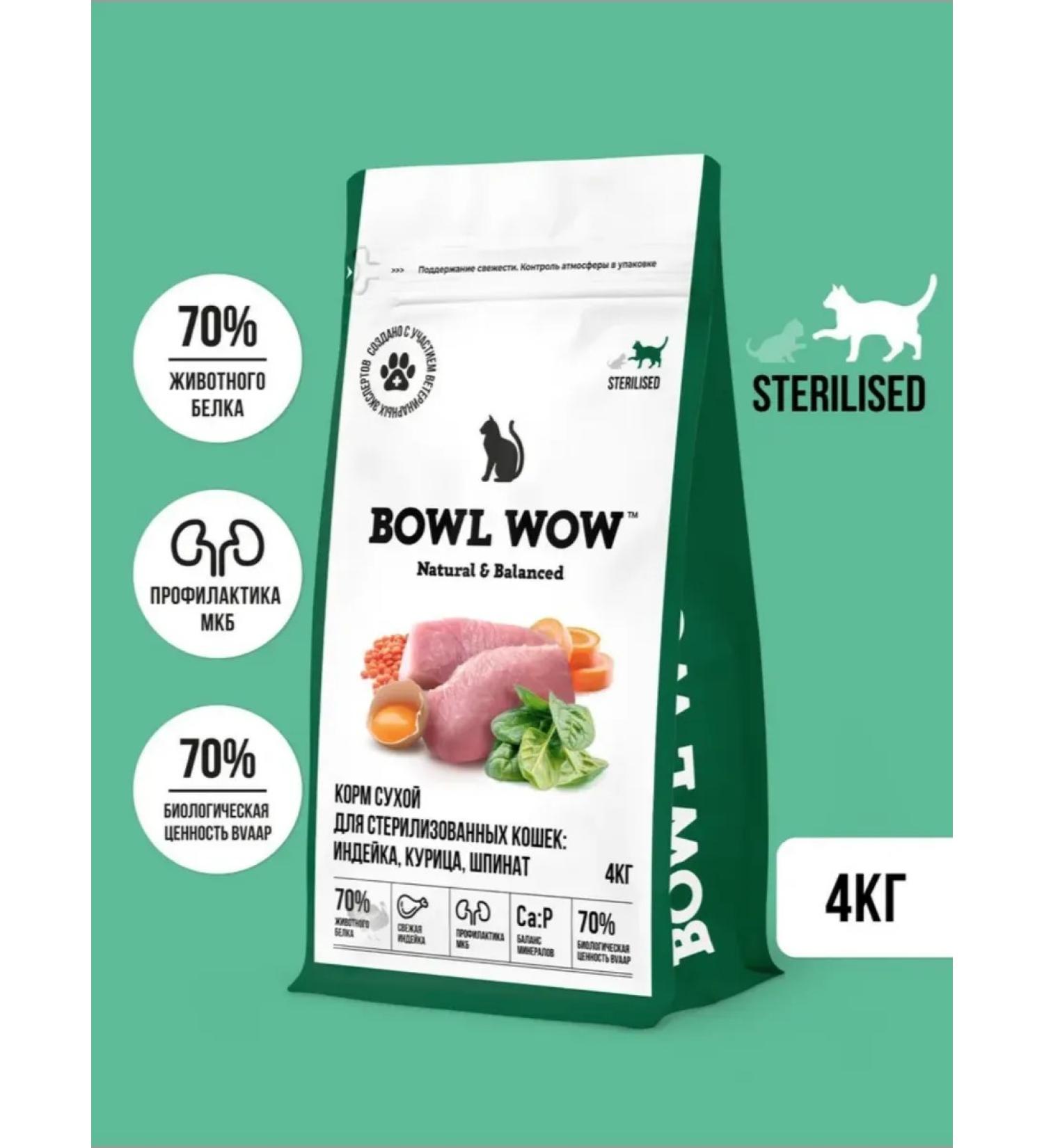 BOWL WOW Feed for sterilized turkey chicken spinach 4 kg - Buy Online on GoSupps.com