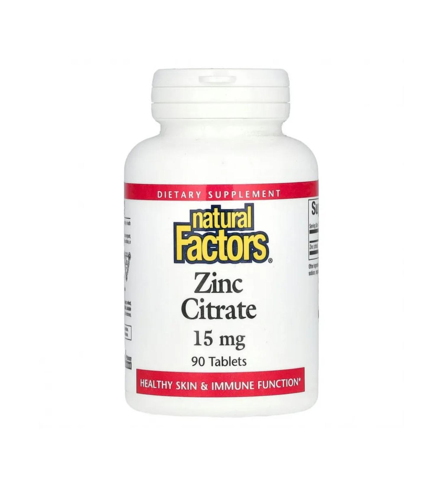Natural Factor's Natural Factors citrate zinc 15 mg 90 tablets