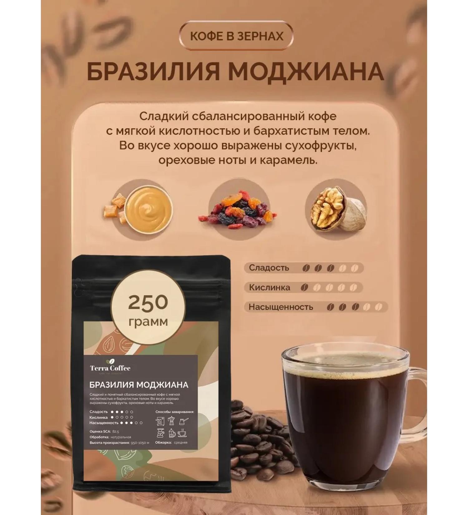 TERRA COFFEE Coffee in grains 250 g of Brazil Mojian - Buy Online on GoSupps.com